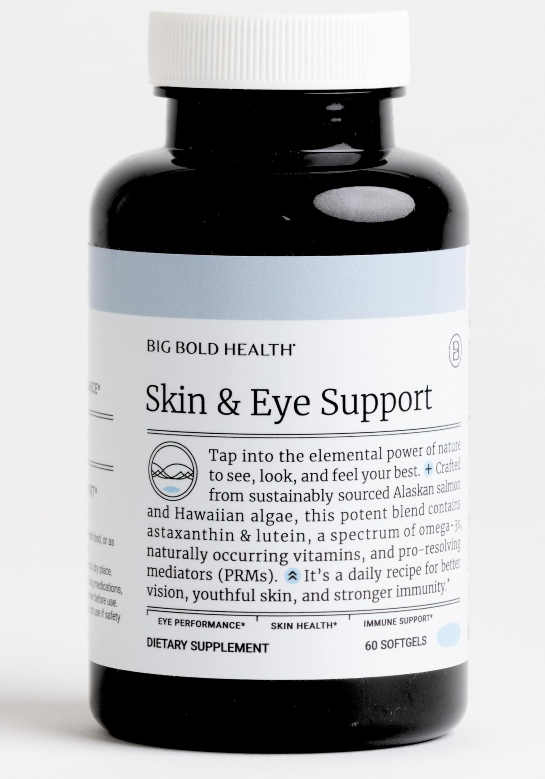BIG BOLD HEALTH Skin & Eye Support Omega-3 Complex with Alaskan Salmon Oil, DHA, Astaxanthin & Lutein - 60 Softgels