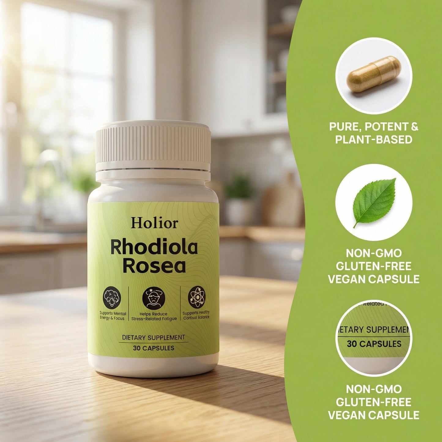 Nukupuns Rhodiola Rosea Capsules, 30 Count