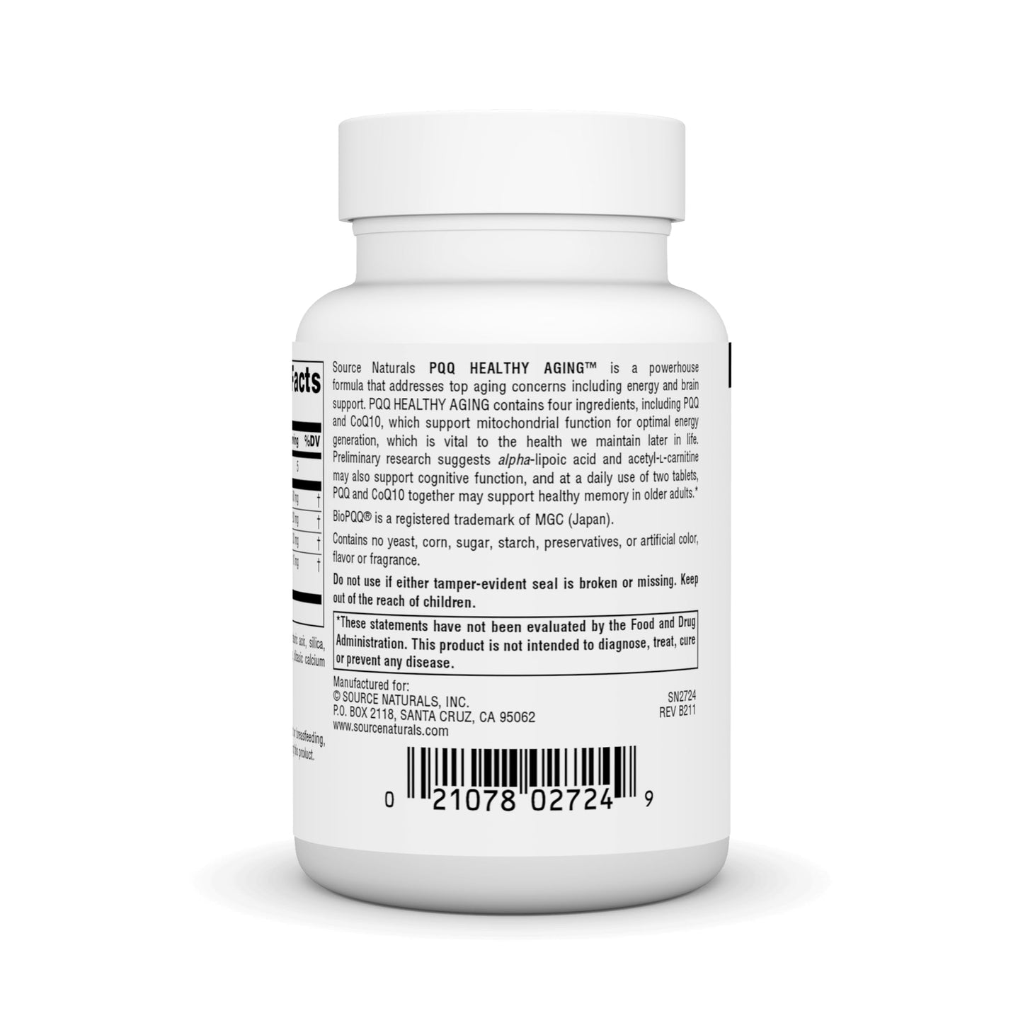Source Naturals PQQ Healthy Aging for Mitochondrial Energy & Brain Support Tablet 30 Count