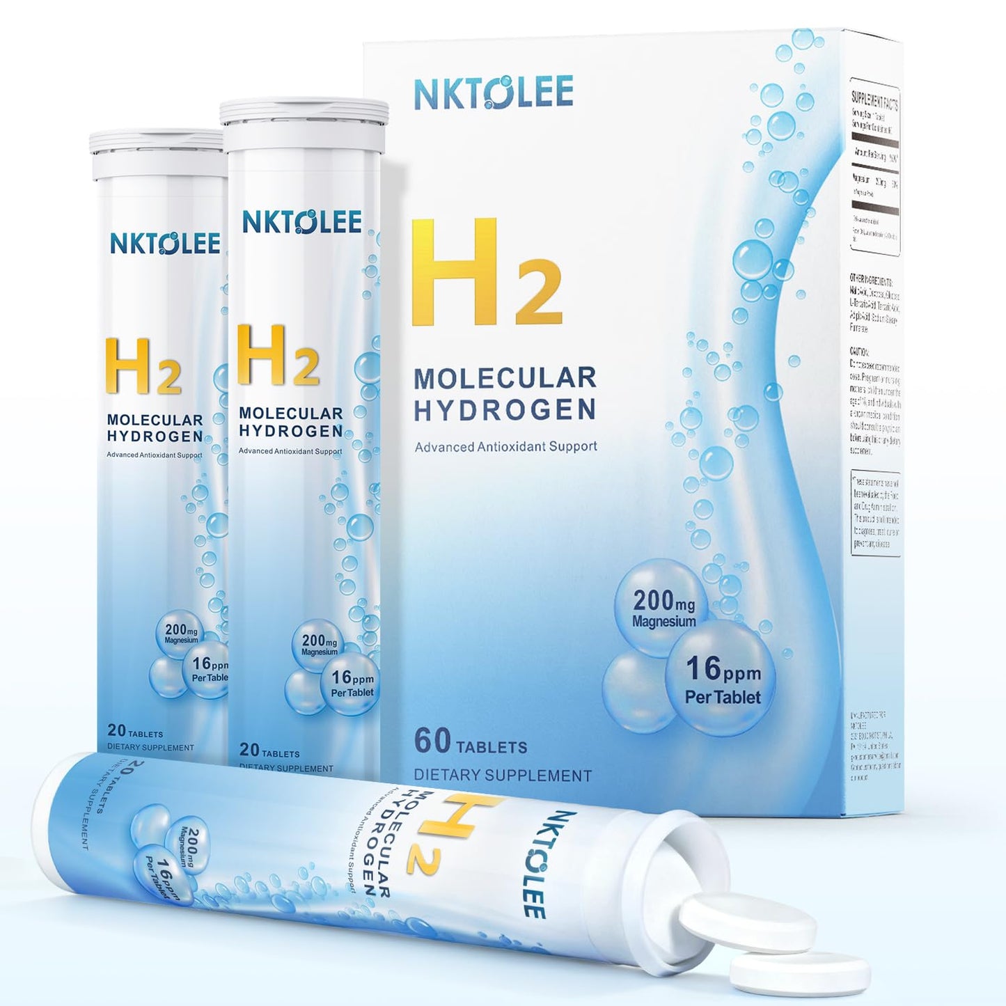 NKTOLEE Hydrogen Water Tablets 60 Count