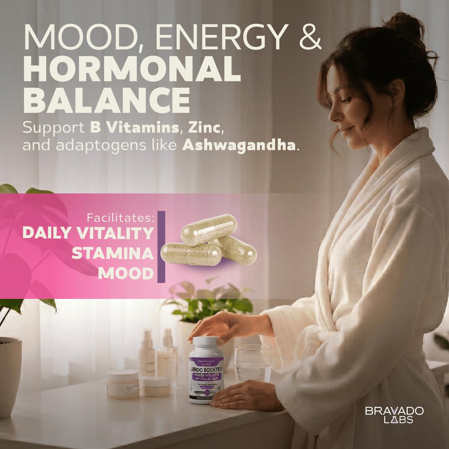 Bravado Labs Female Libido Booster for Women – Advanced Women’s Intimacy & Confidence Support – Plant-Based Herbal Blend with Maca, Ginseng & L-Arginine – 60 Capsules