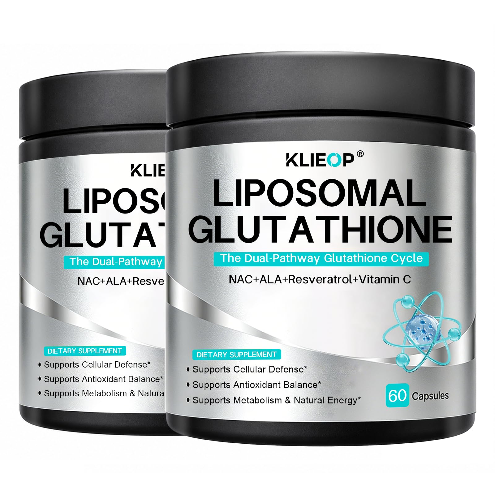 Klieop Liposomal Glutathione Supplement with Glutora (800mg), Vitamin C, NAC & Alpha-Lipoic Acid Capsules, 120 Capsules