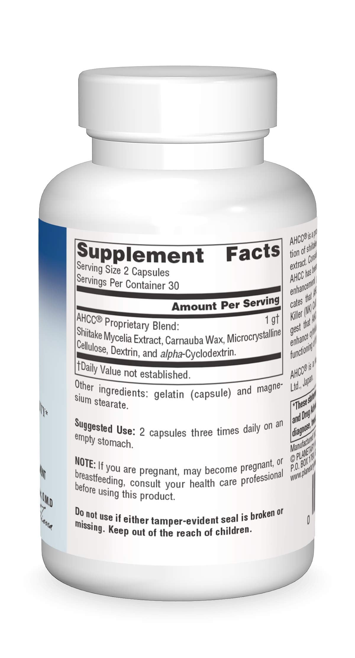 Planetary Herbals AHCC 500mg Capsules 60 Count