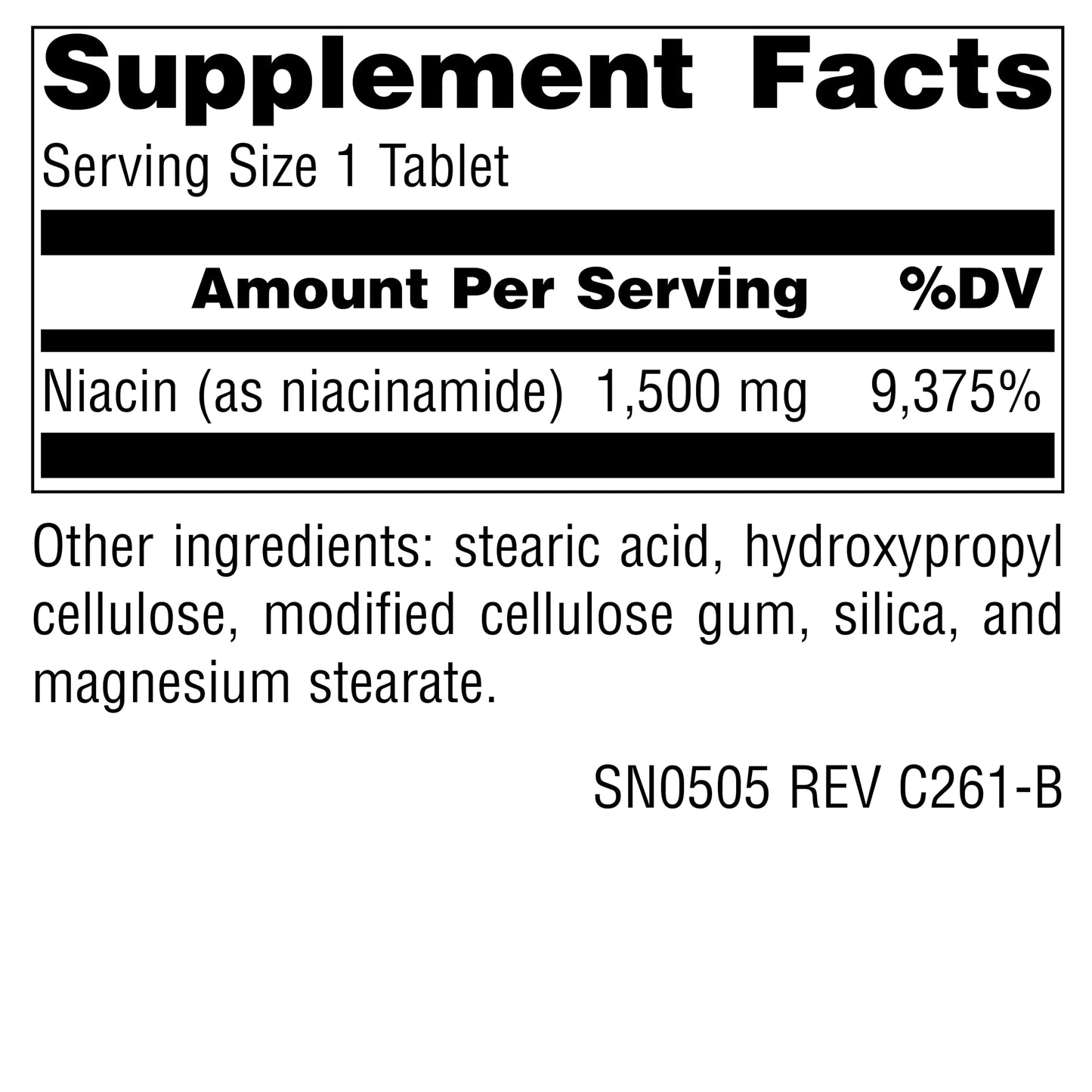 Source Naturals Niacinamide B-3, Vegan Vitamin B-3, 1500 mg Tablet, 50 Tablets