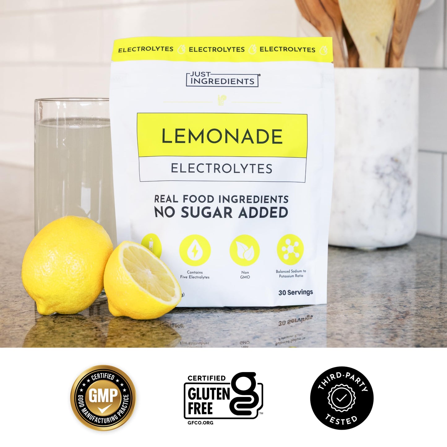 JUST INGREDIENTS Lemonade Electrolytes No Sugar Powder 30 Servings