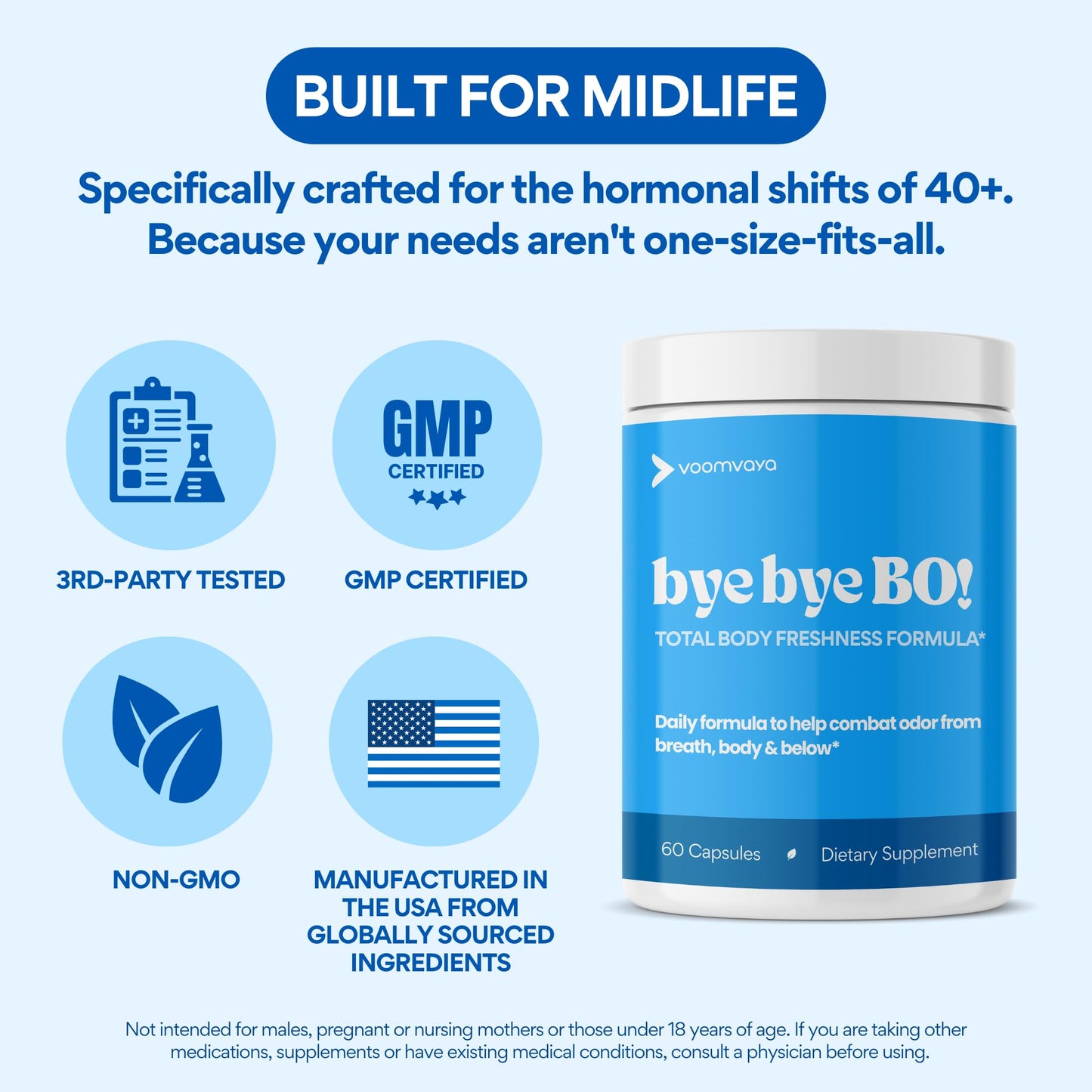 VoomVaya Bye Bye BO Body Deodorizing Supplement Chlorophyll Capsules 60 Capsules