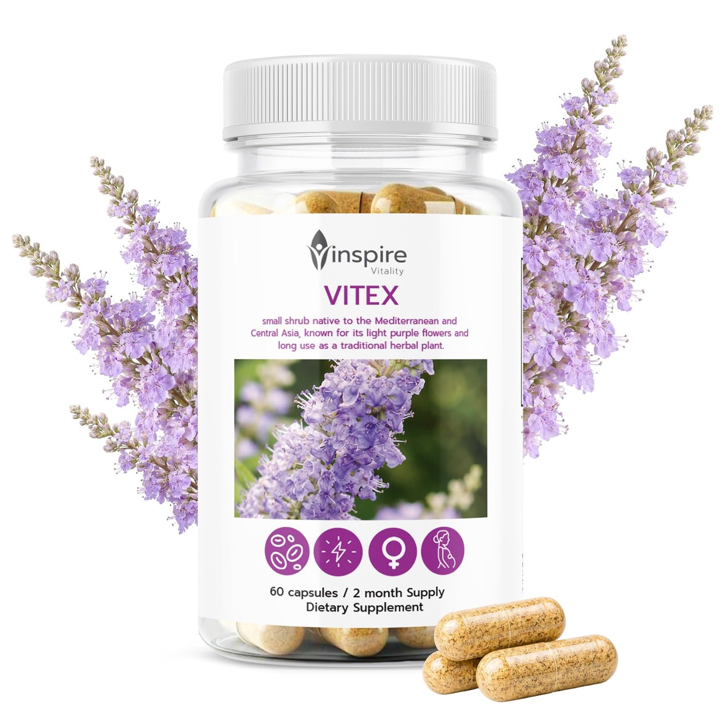 Inspire Vitality LLC Vitex Chasteberry Supplement for Women 60 Capsules