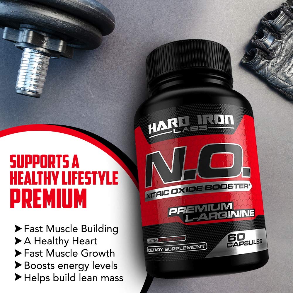 Hard Iron Labs N.O. Nitric Oxide Booster with L-Arginine, L-Citrulline Capsules, 120 Count