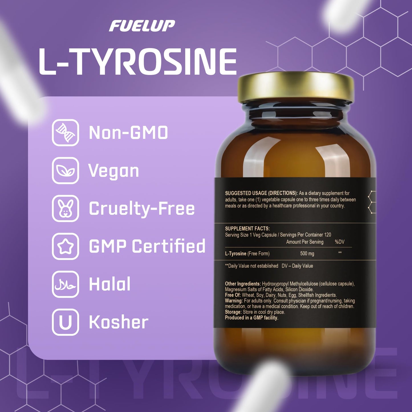 Fuelup L-Tyrosine 500 mg Softgels, 120 Count