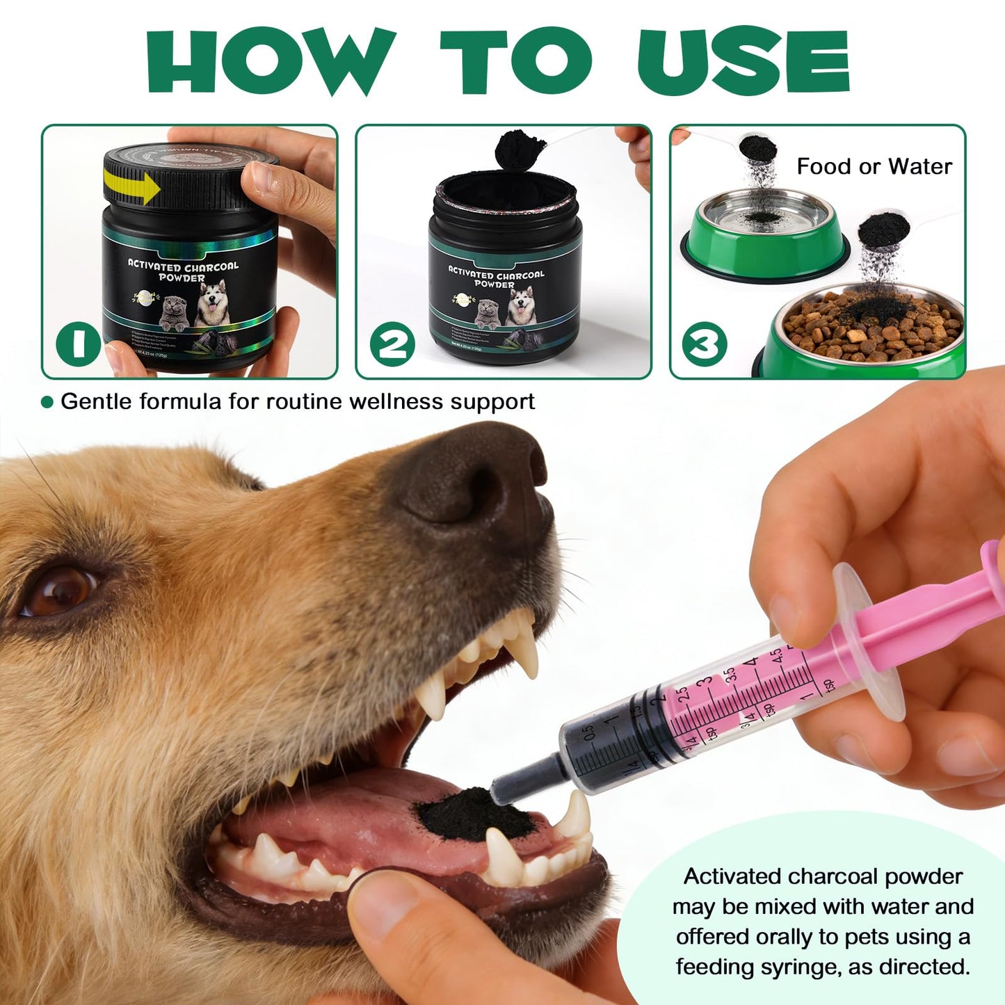 AIQIUSHA Activated Charcoal for Dogs & Cats Powder, 120 g
