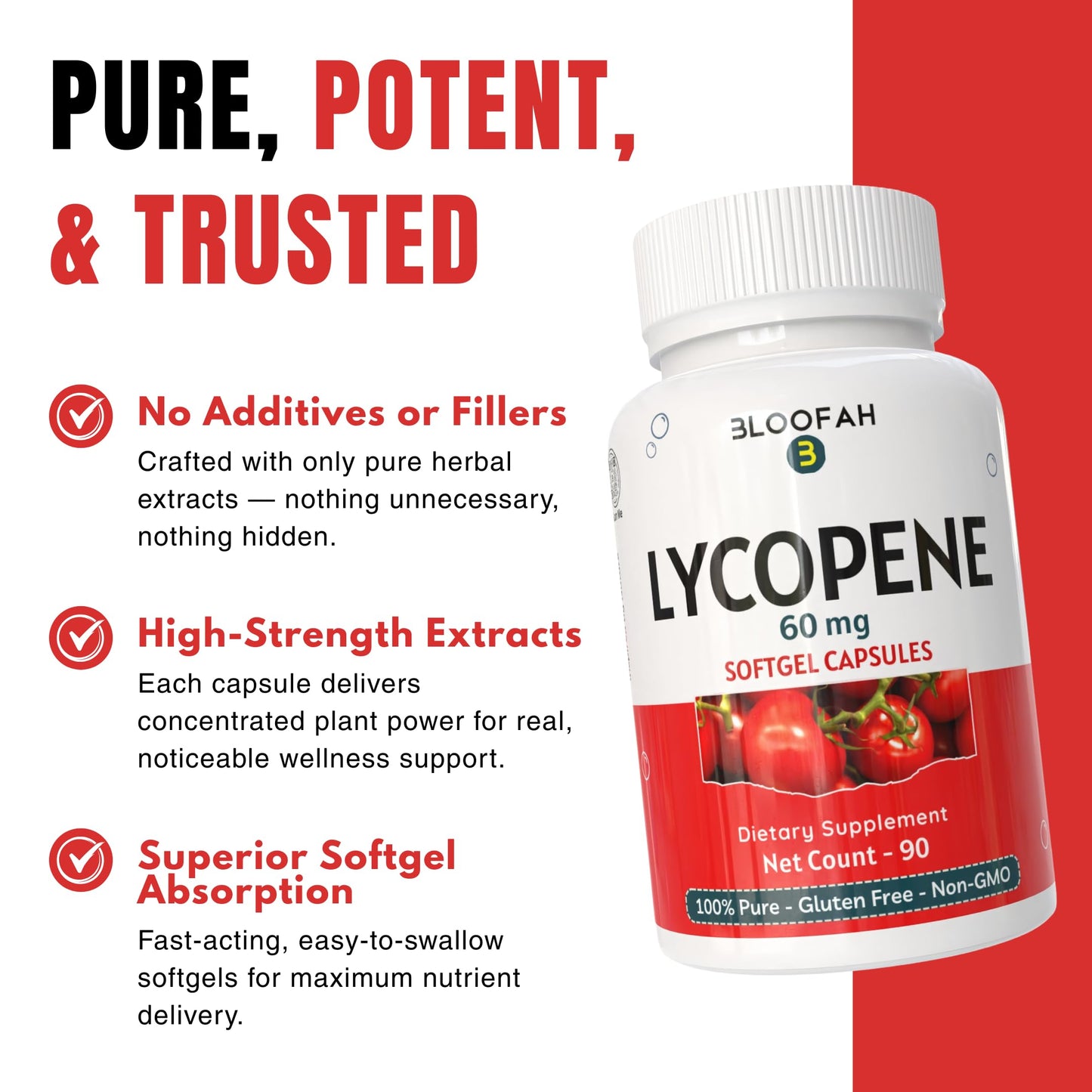 Bloofah Lycopene Supplement for Men 60mg Capsule 90 Count