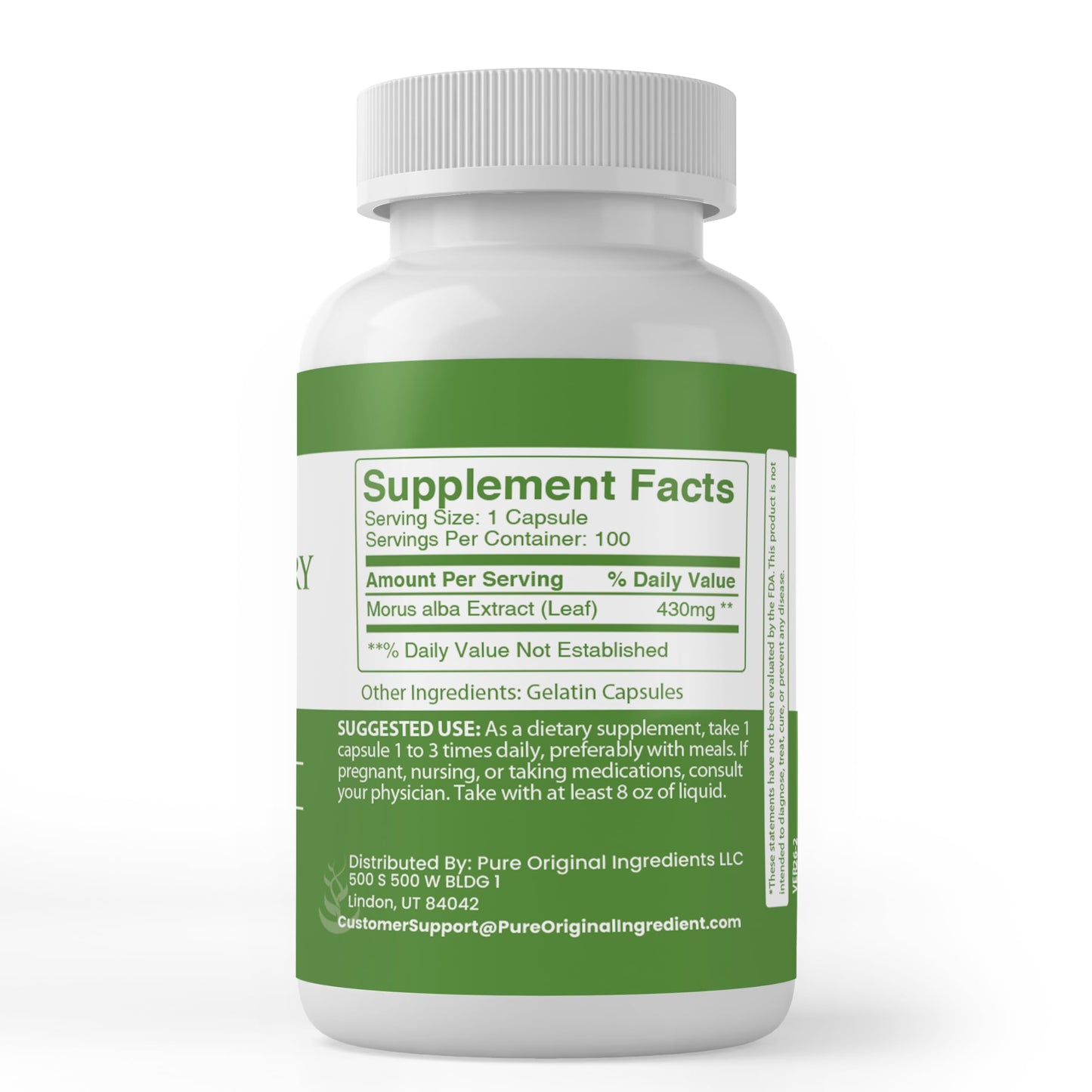 Pure Original Ingredients White Mulberry Leaf Extract 100 Capsules