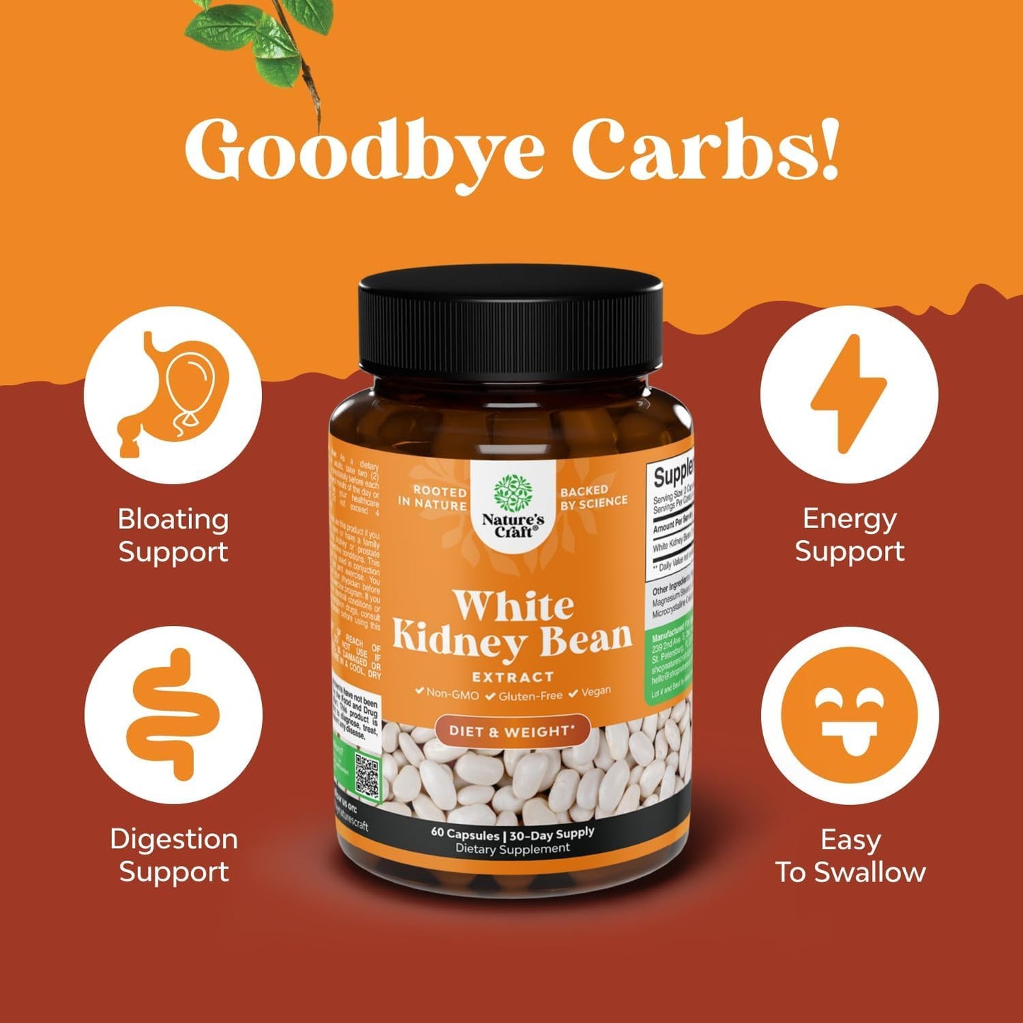 Natures Craft White Kidney Bean Extract Carb Blocker 60 Capsules