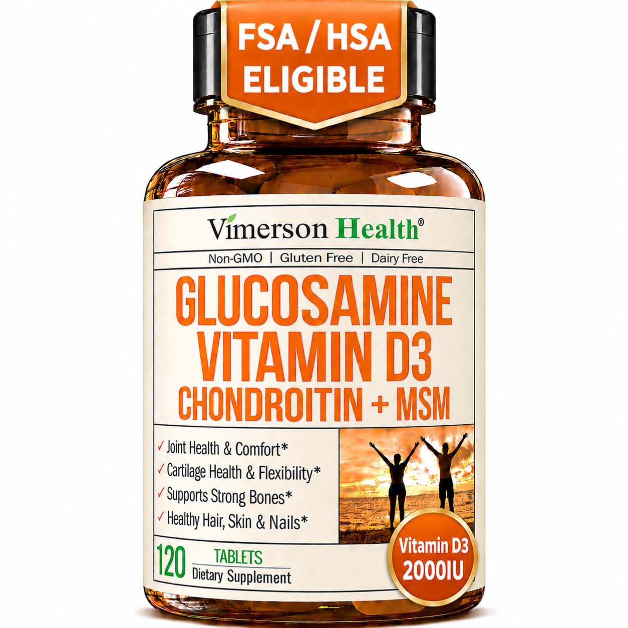 Vimerson Health Vitamin D3 2000IU & Glucosamine Chondroitin Tablet, 120 Count