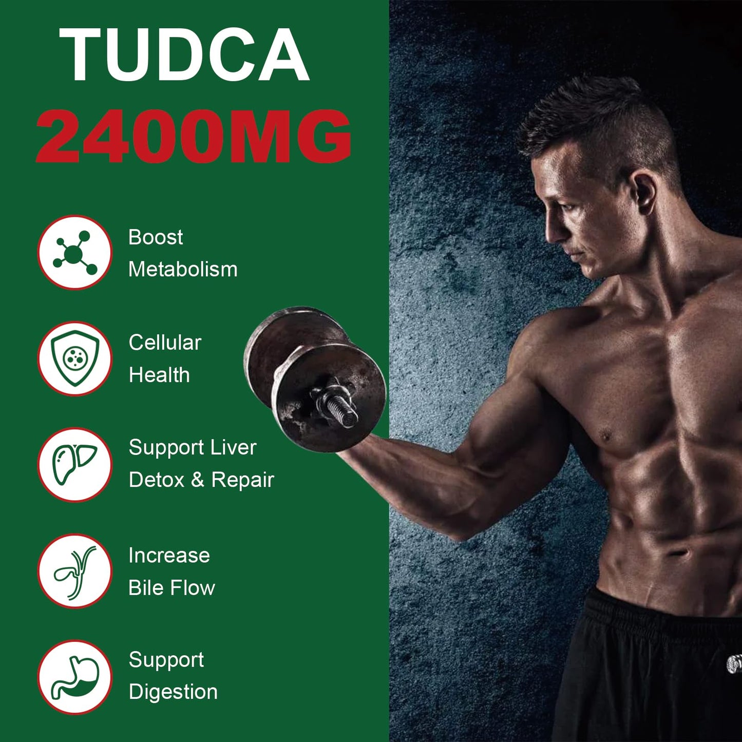 NICMIN TUDCA Supplements 2400MG, Bile Salts Complex for Liver Detox & Gallbladder Cleanse, Anti-Aging for Men and Women, Digestive Health Capsules 180