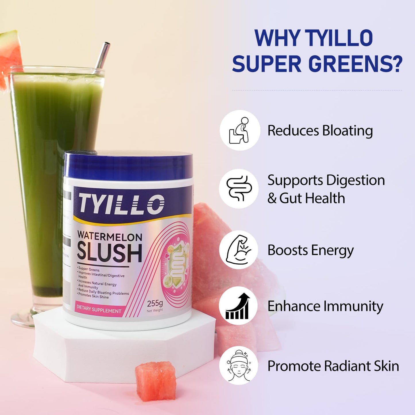 Tyillo Super Greens Powder with Chlorella & Spirulina 18 Servings