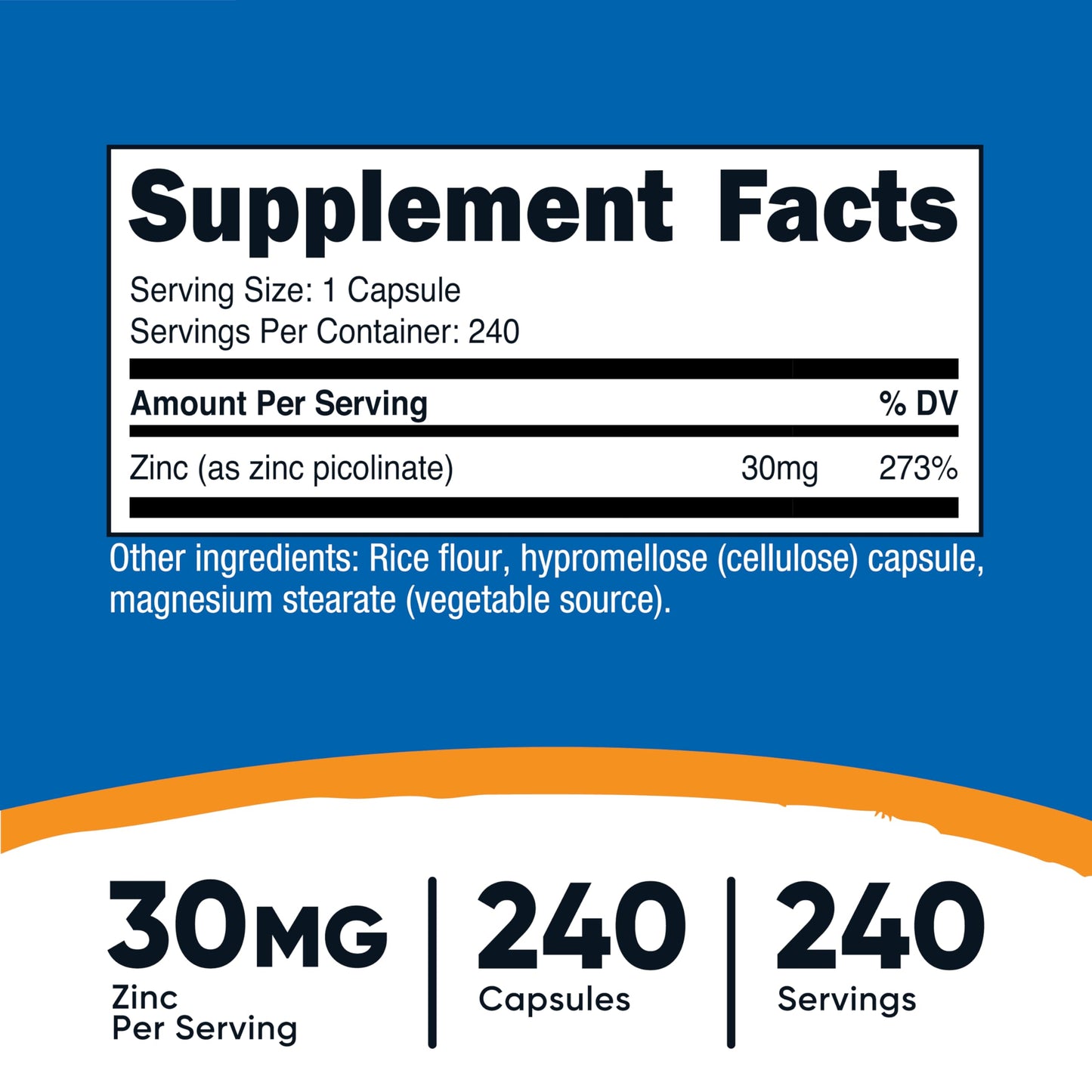 Nutricost Zinc Picolinate 30mg Capsules, 240 Count