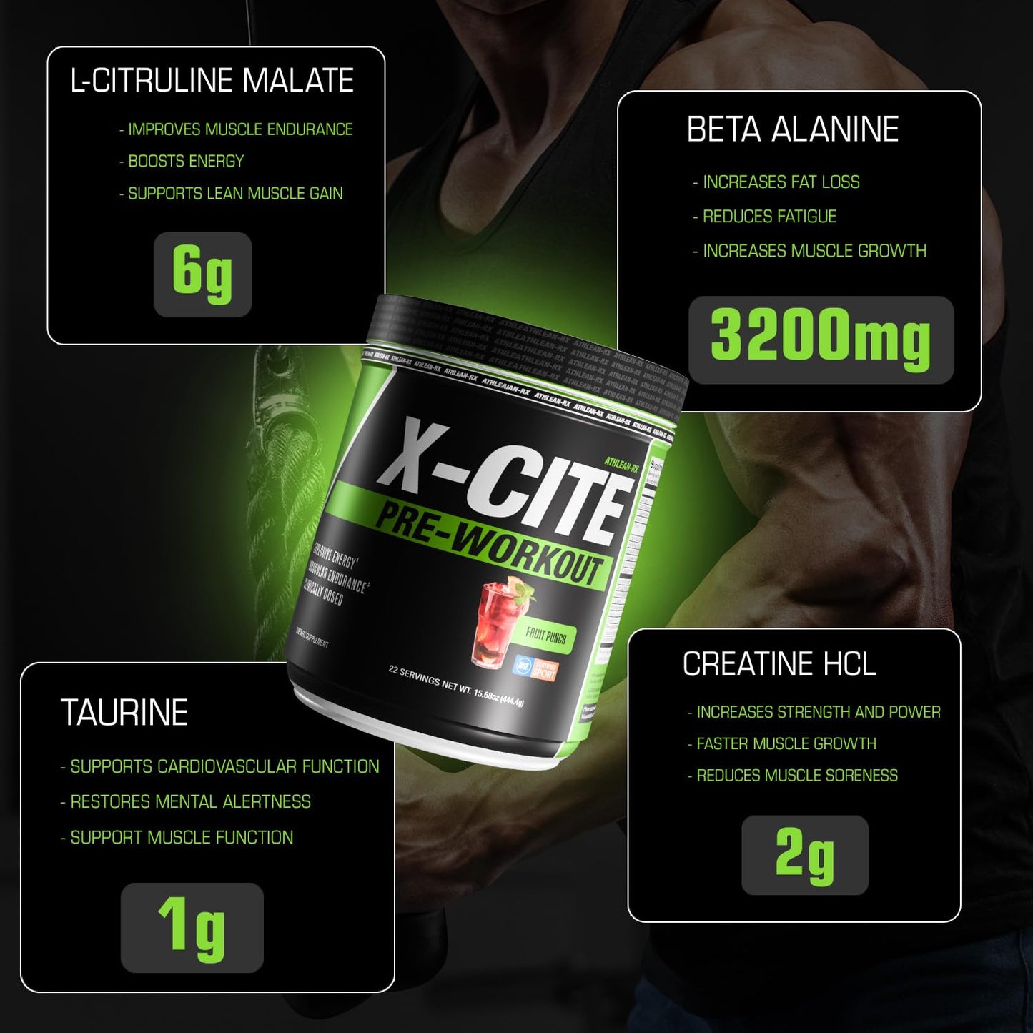 ATHLEAN-RX X-CITE Pre-Workout Powder 15.61 Ounce