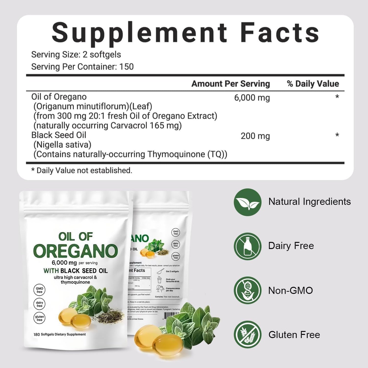 J-PRQ 2-in-1 Oil of Oregano Softgels, 180 Count