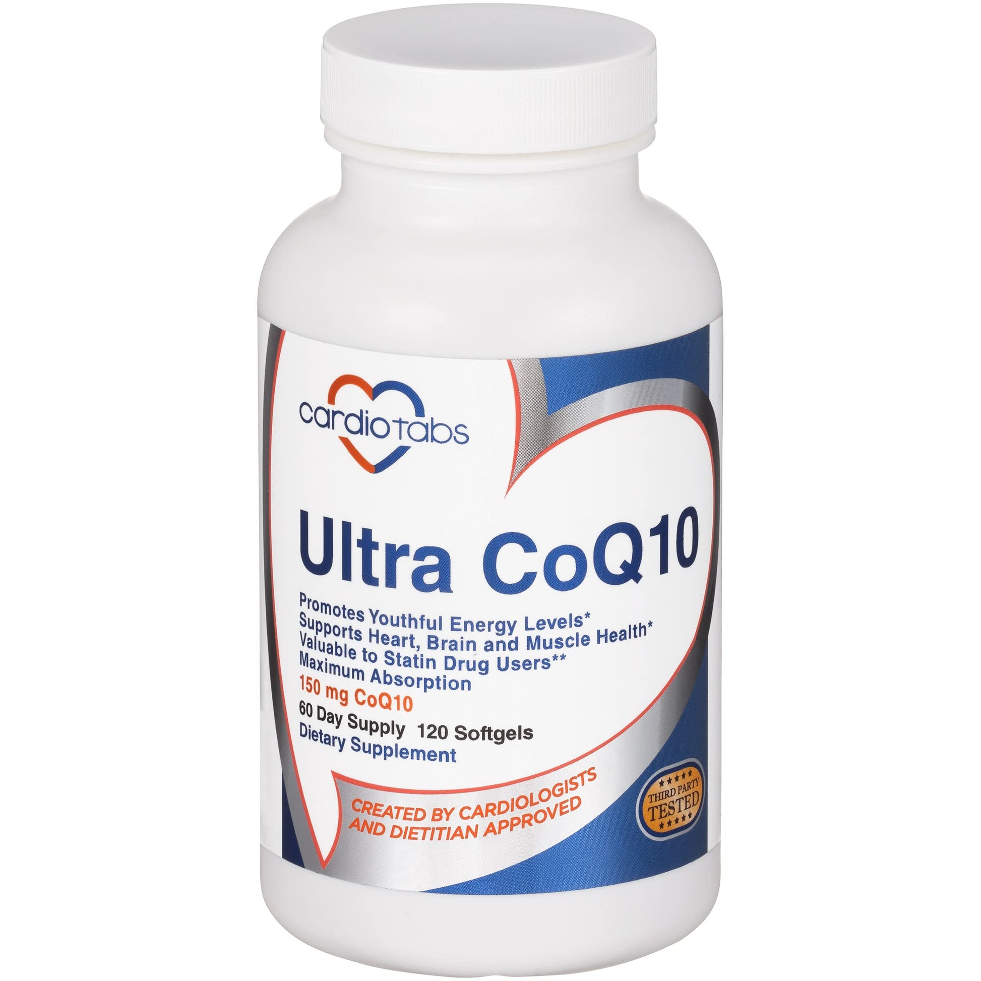 CardioTabs Ultra CoQ10 Coenzyme Supplement for Cardio Health Capsule 120 Count