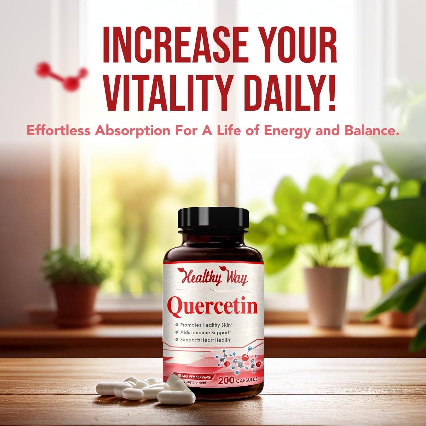Healthy Way Quercetin 500mg Capsules, 200 Count