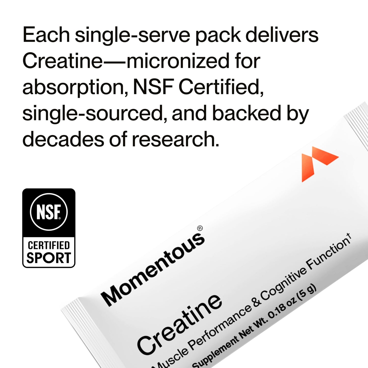 Momentous Creatine Monohydrate Powder, 5g per Serving, 15 Servings