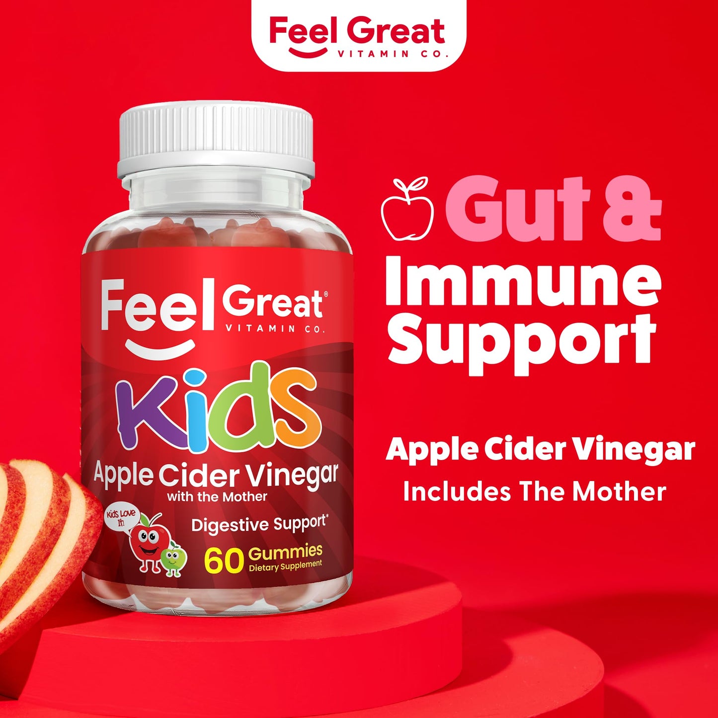 The Feel Great Vitamin Company Apple Cider Vinegar for Kids Gummy 60 Count