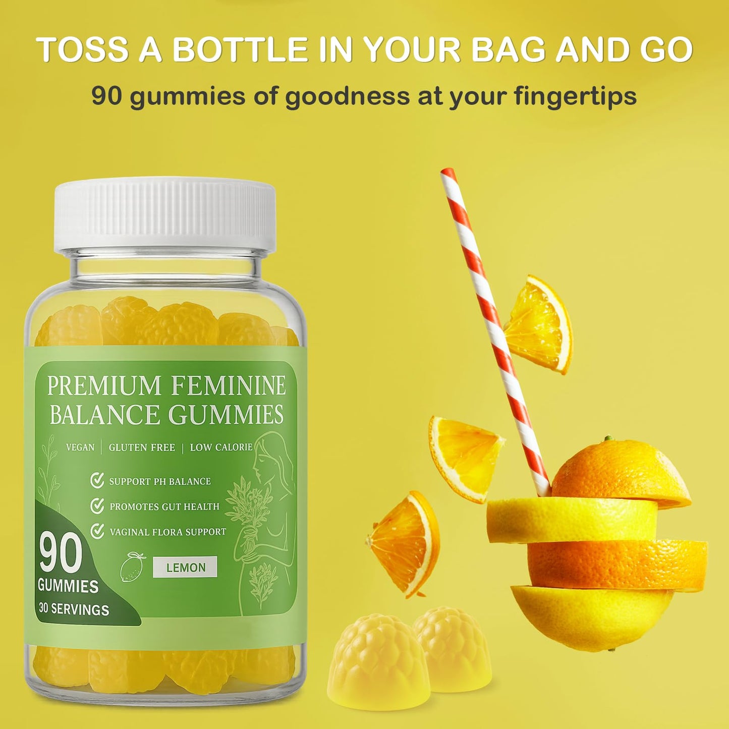 MATOP pH Balance Feminine Gummies for Women - Vaginal Probiotic Lemon Gummy 90 Count