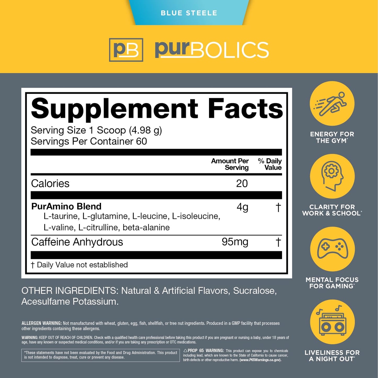 Purbolics Aminos + Energy Powder 10.08 Ounce
