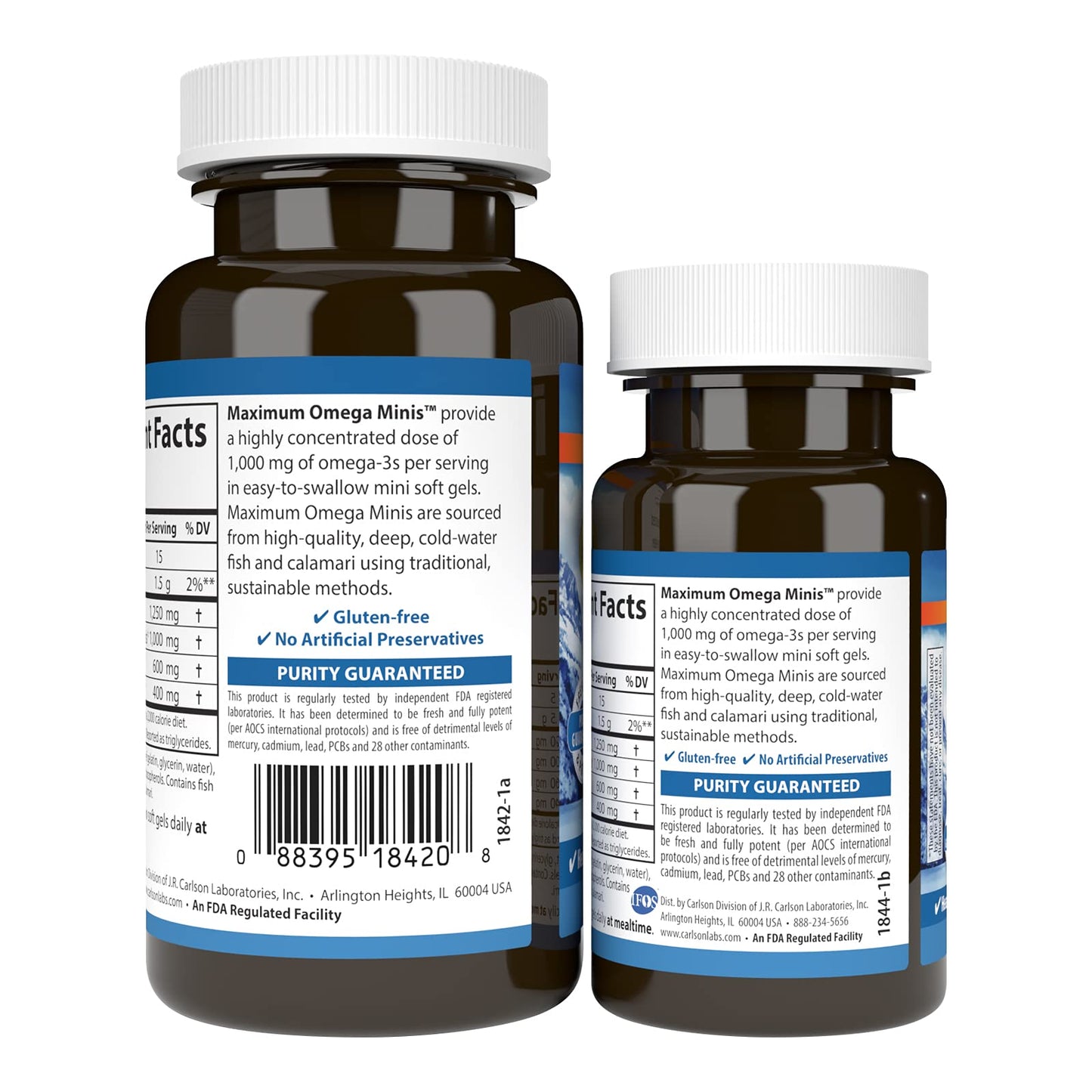 Carlson Maximum Omega Minis 1000 mg Omega-3s Softgels, 60 Count