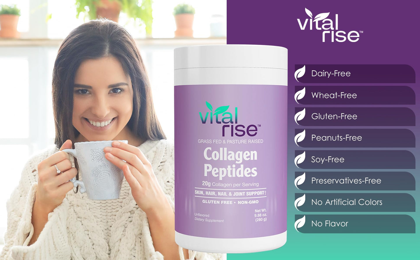Vital Rise Hydrolyzed Collagen Powder 9.88 oz