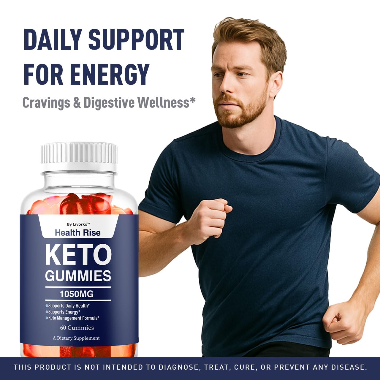 LIVORKA Health Rise Keto ACV Gummies 1050MG, 60 Count