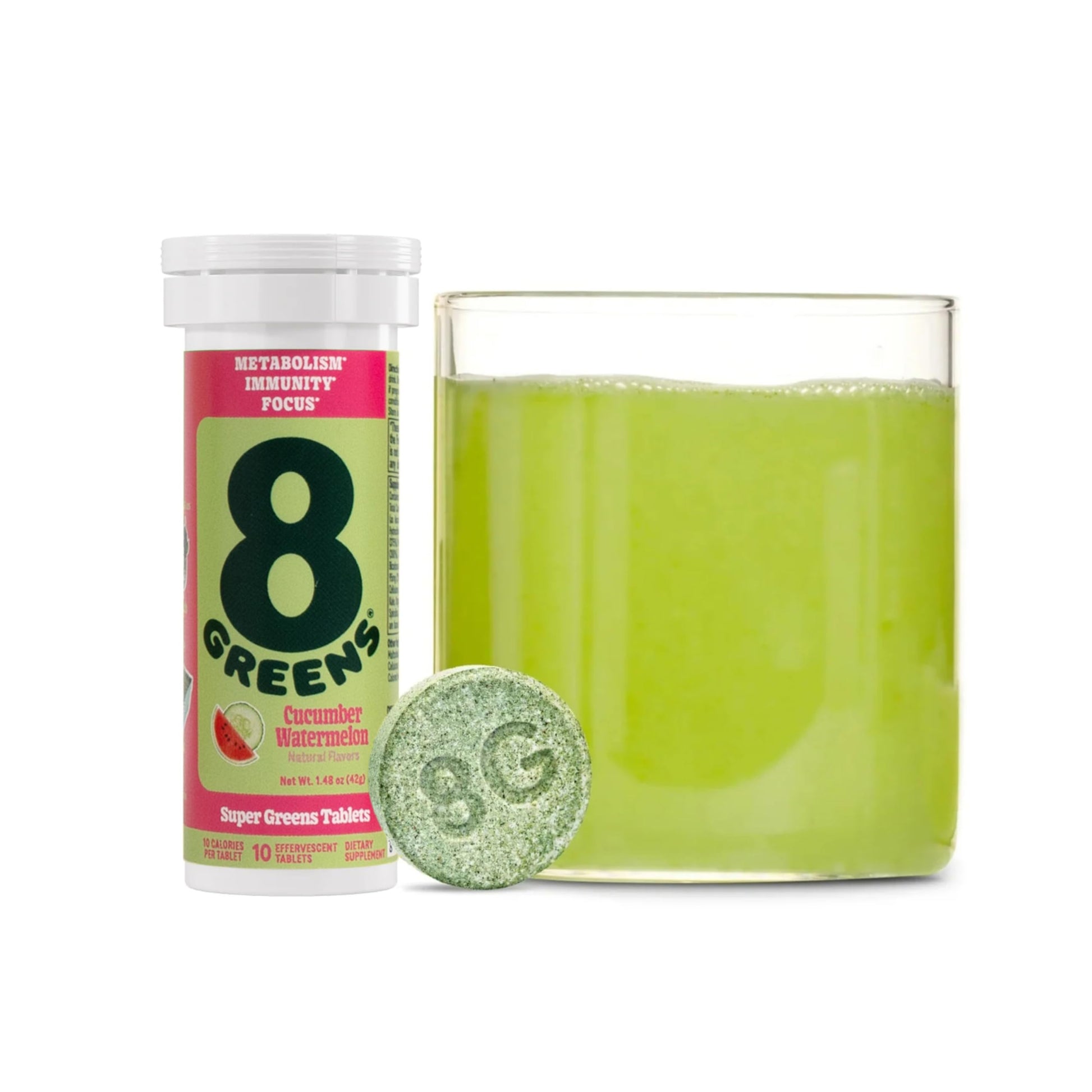 8G 8Greens Supergreens Effervescent Tablets, Cucumber Watermelon, 10 Tablets