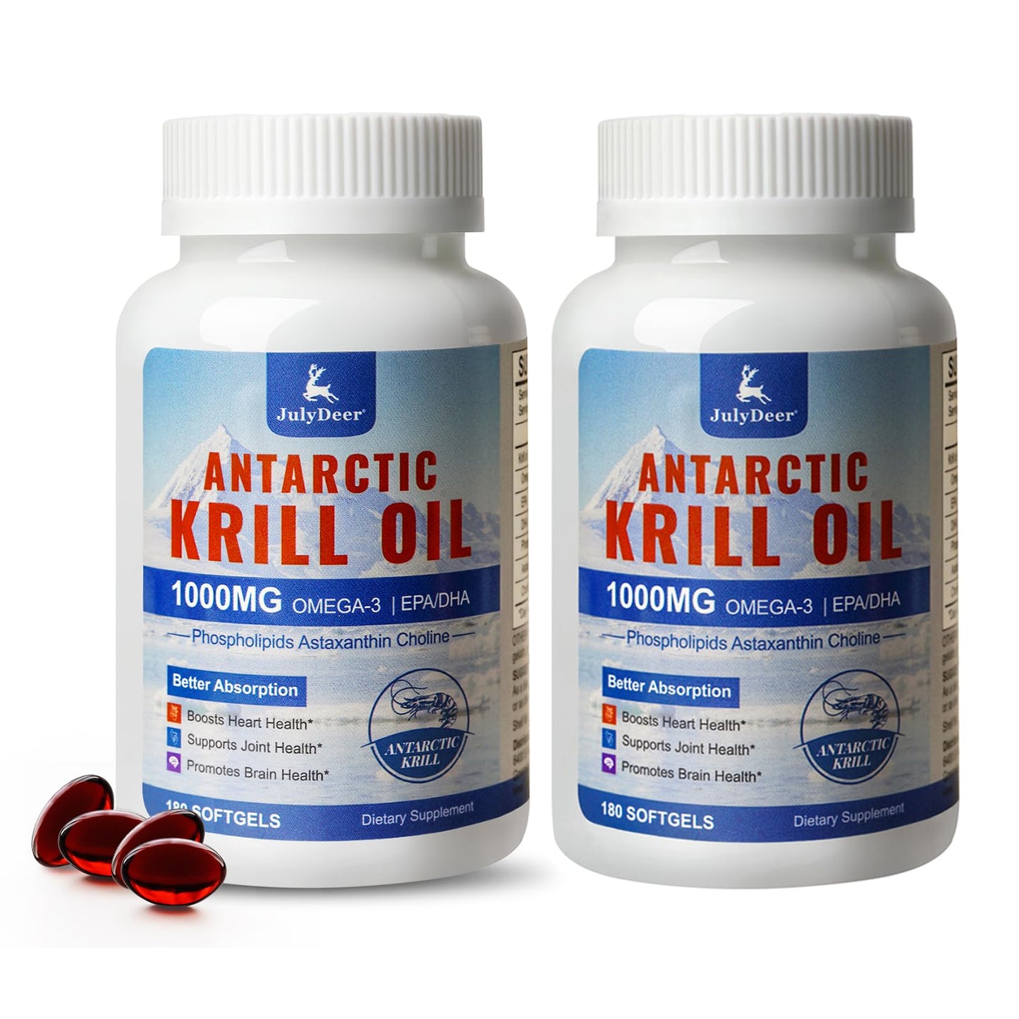 JulyDeer Krill Oil 1000 mg Softgels, 360 Count