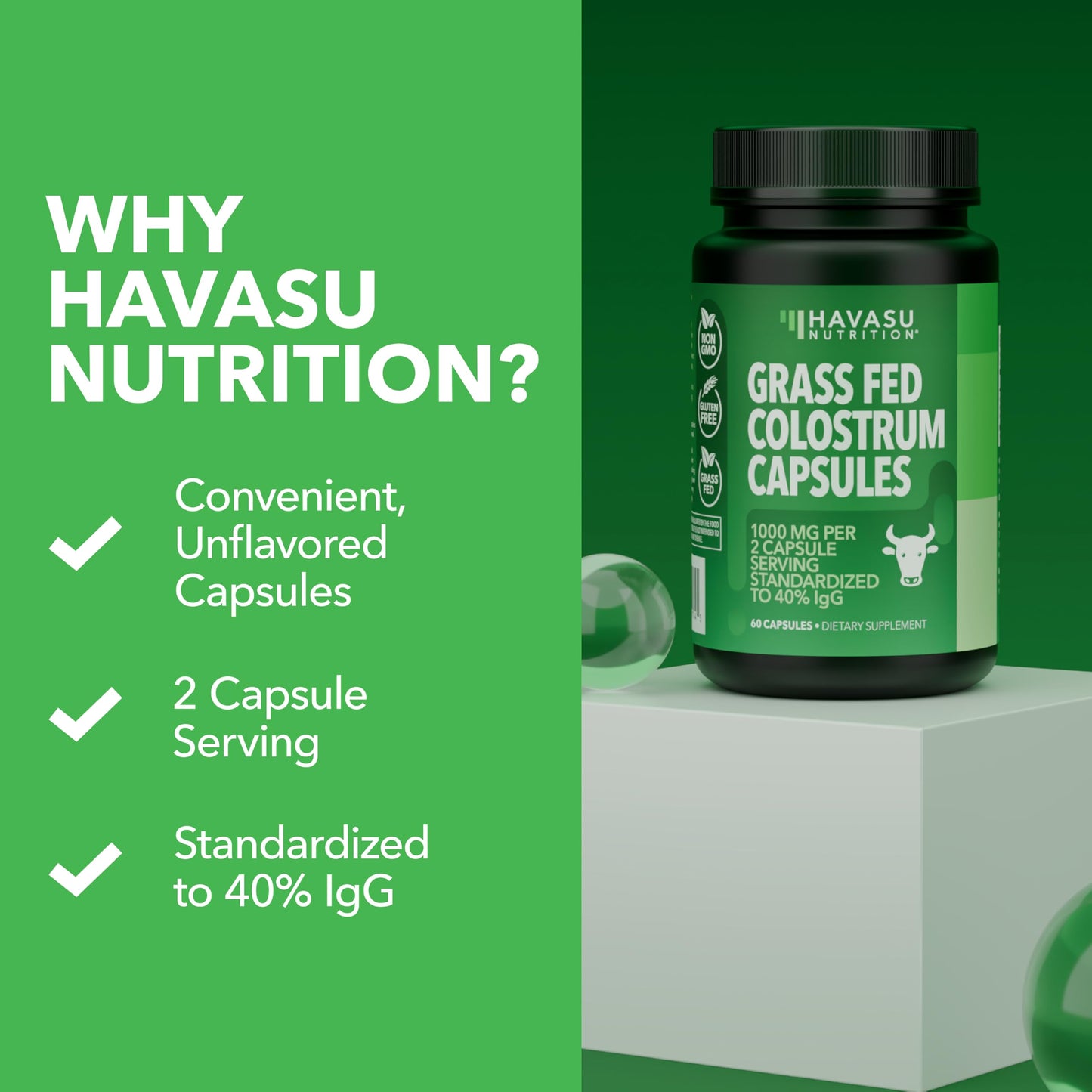HAVASU NUTRITION Grass Fed Colostrum Capsules, 60 Count
