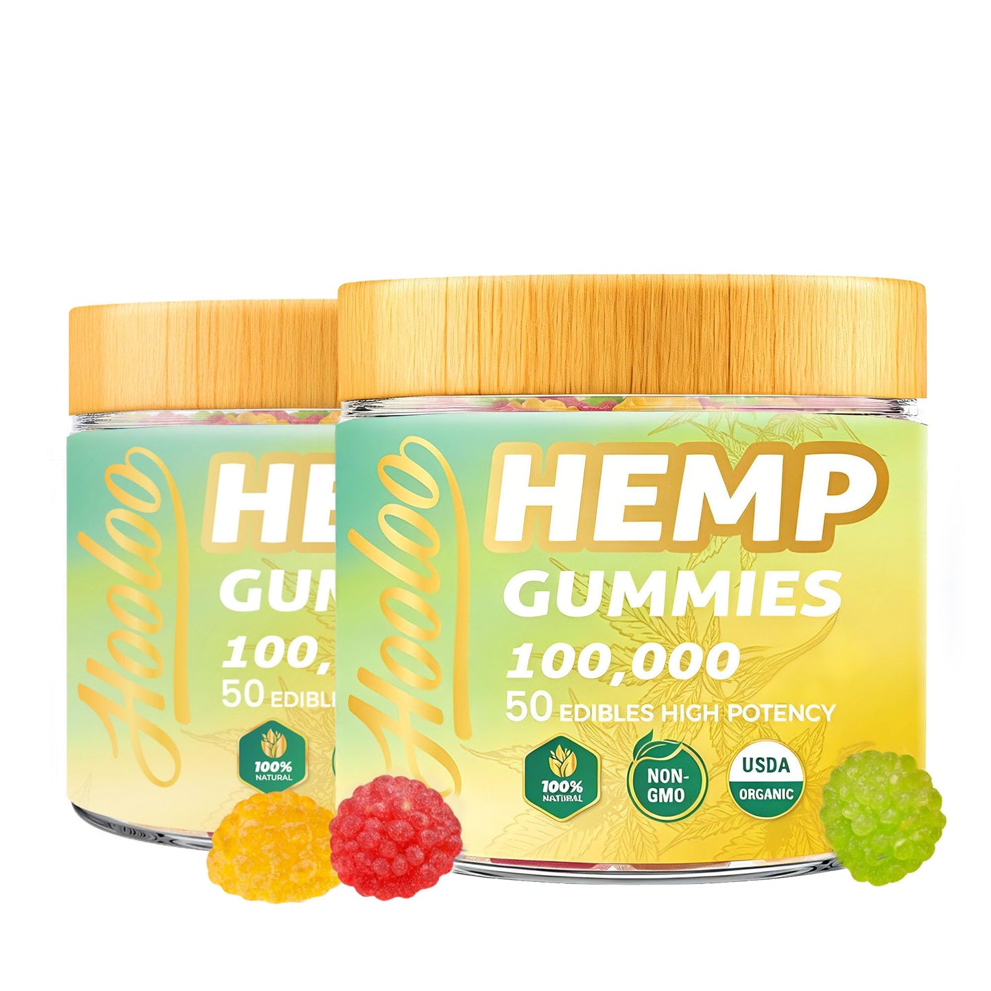 HOOLOO Hemp Gummies 100,000 for Deep Sound Bedtime Support and Discomfort Relief, Fruity Gummy Infused Omega 3 Vitamins, Made in USA, Gummy 100