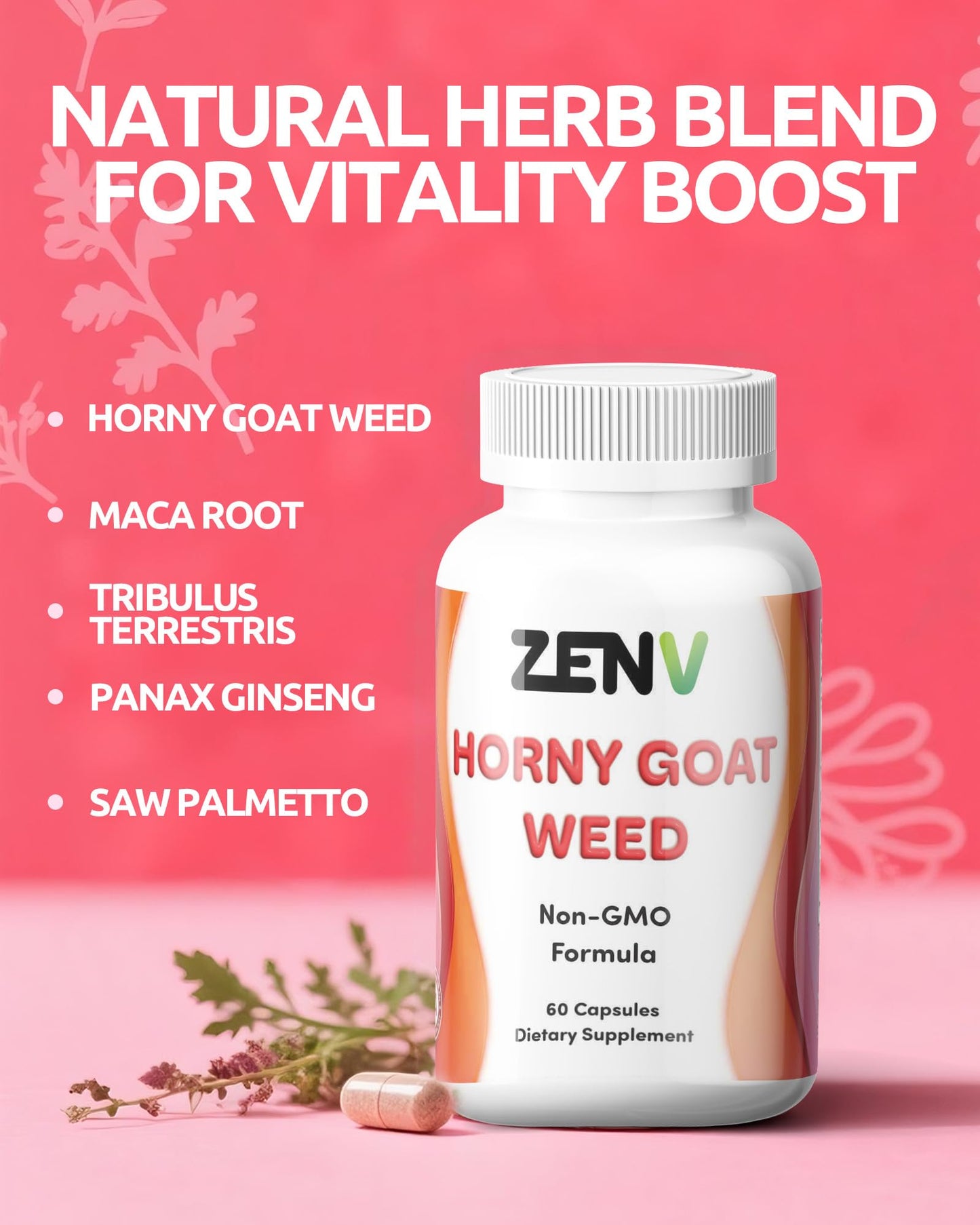 ZENV Horny Goat Weed with Maca Root & Tribulus Gummy, 60 Count