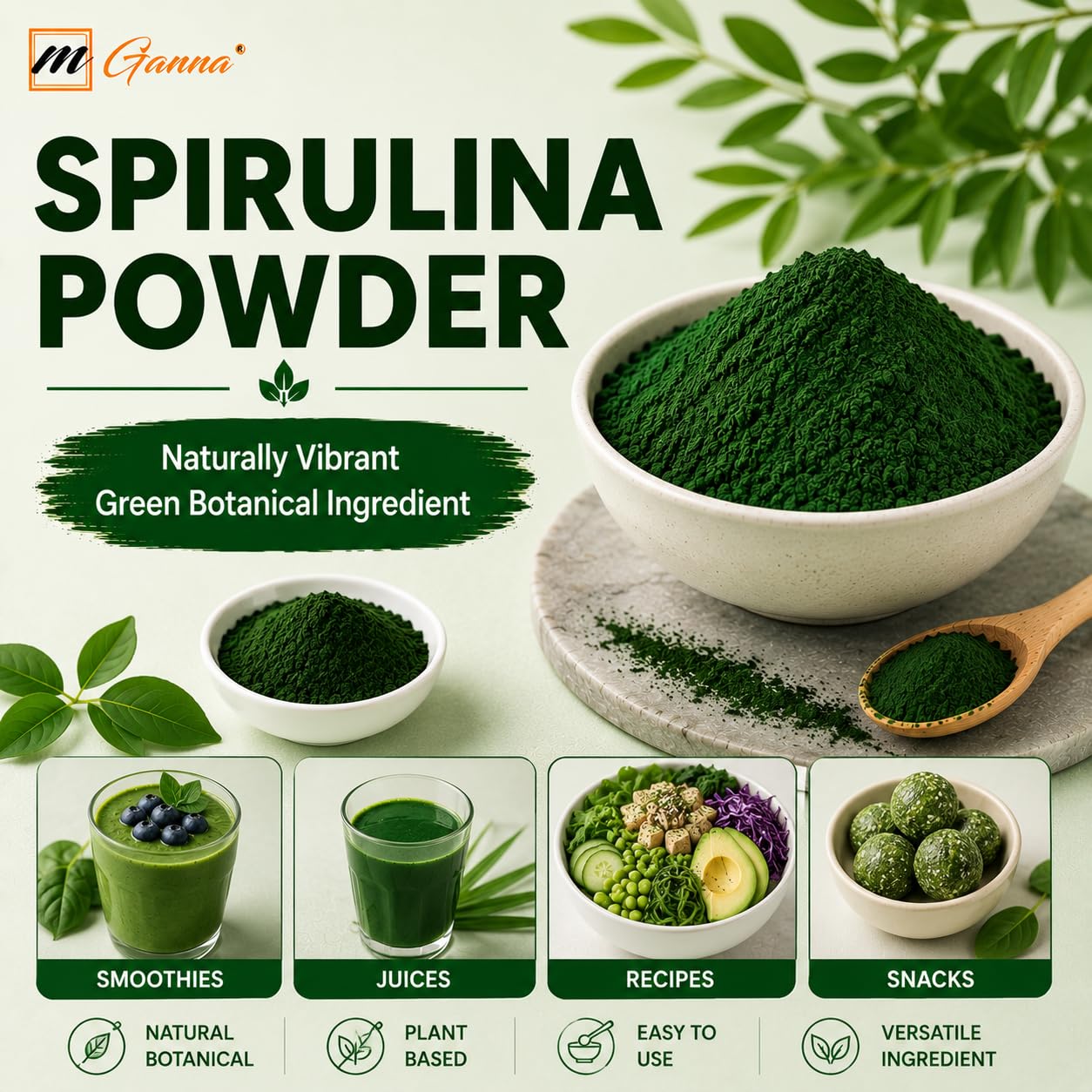 mGanna Spirulina Powder 8 oz