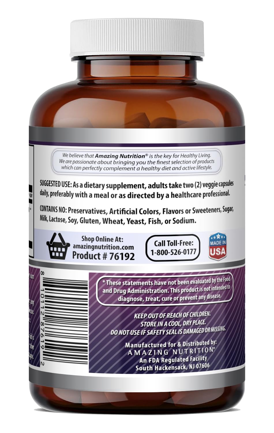 Amazing Nutrition Sambucus Black Elderberry 300 Mg (10:1) Extract Capsules, 360 Capsules