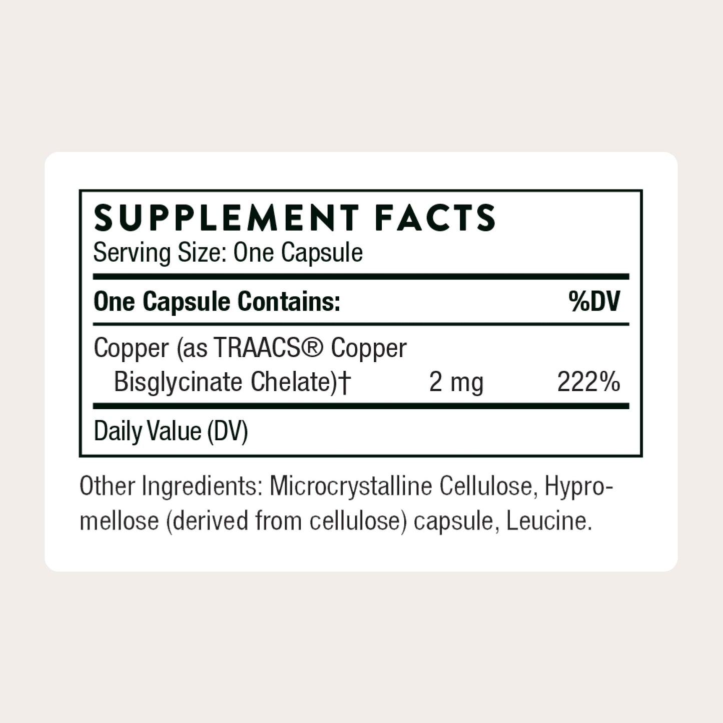 THORNE Copper Bisglycinate Capsule, 60 Capsules
