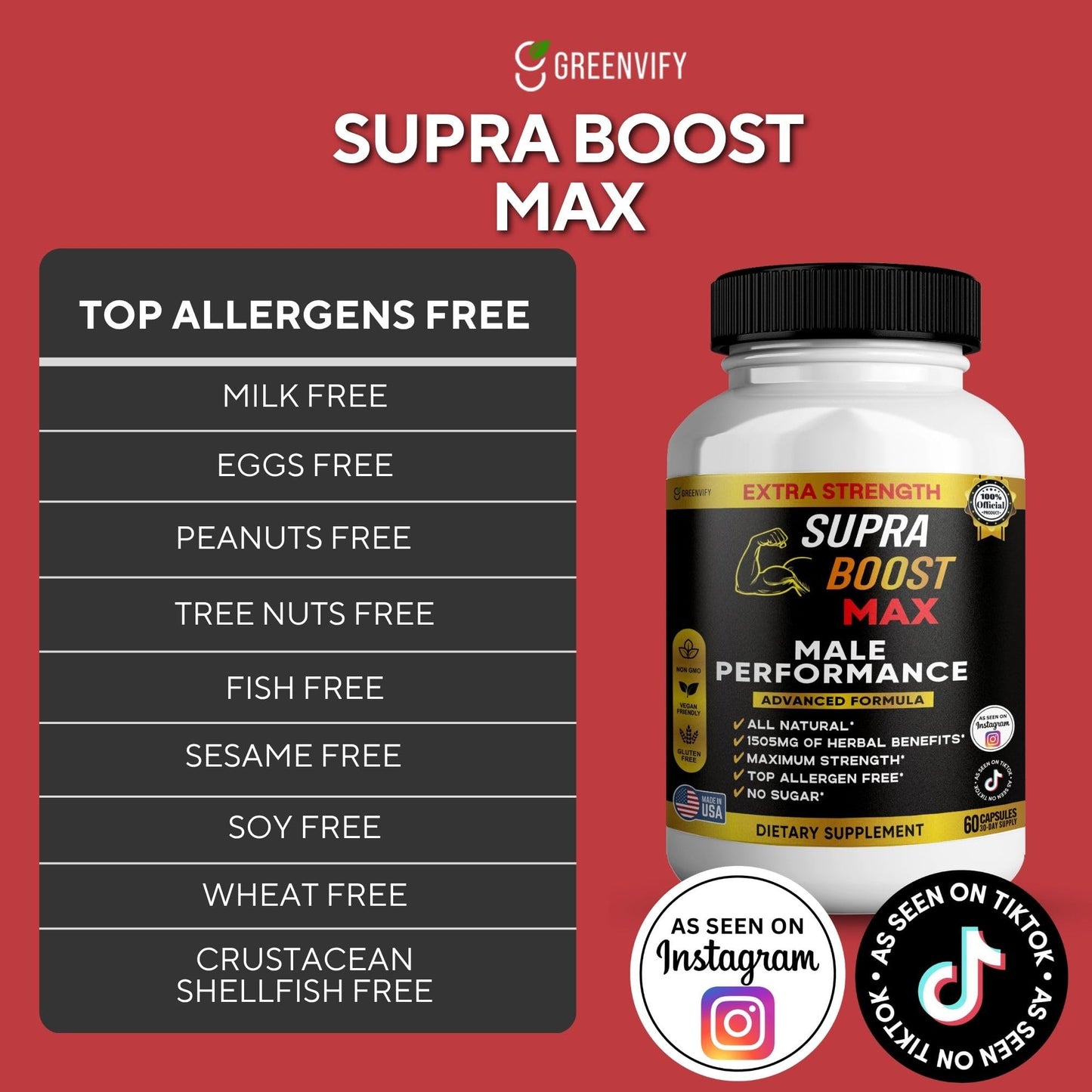 GREENVIFY Supra Boost Max Supplement 60 Capsules