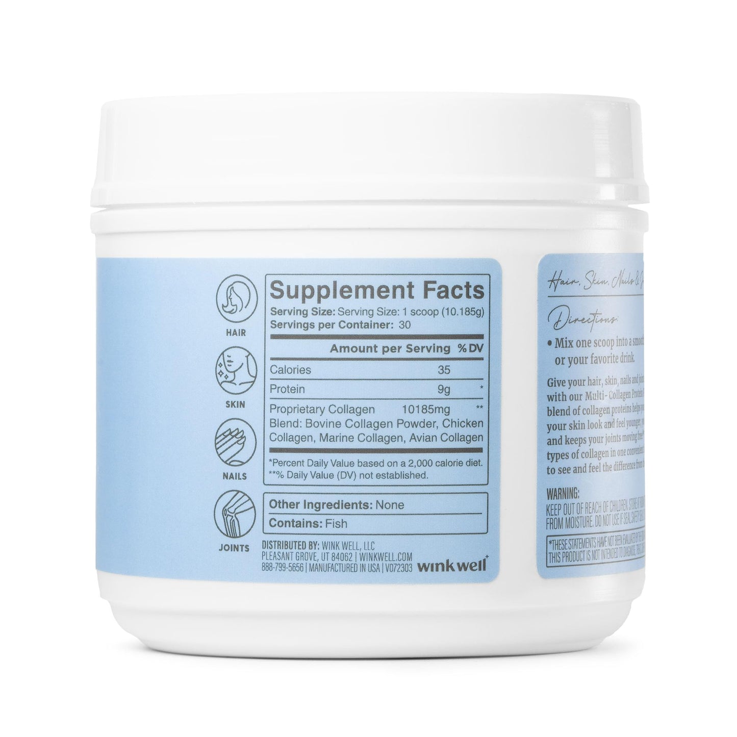 Wink Naturals Well Unflavored Multi-Collagen Protein Powder 30