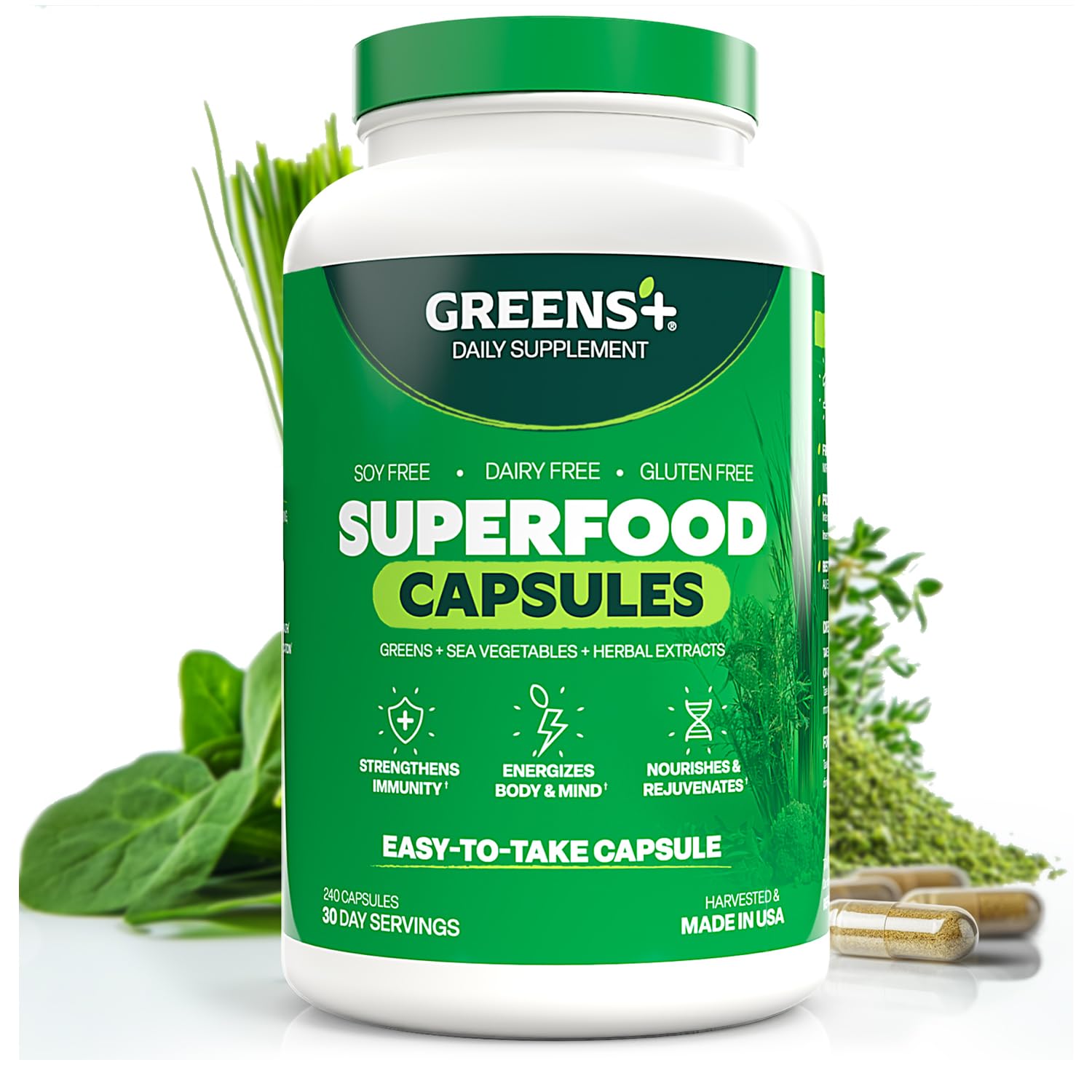 Greens+ Organic Superfood Capsules, 240 Count