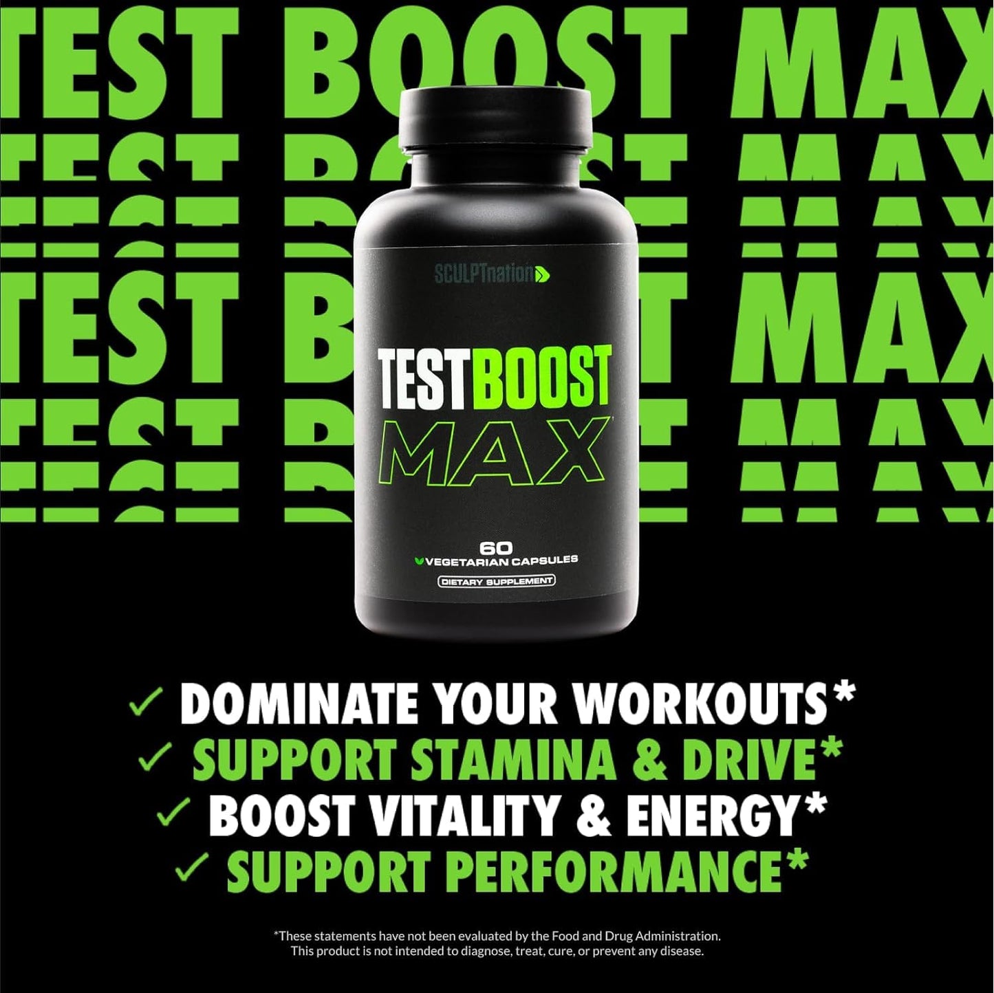Sculpt Nation T-Boost Max, Burn Day, and Burn PM for Men - Testosterone Booster, Metabolism Assistance, and Post-Workout Melatonin for Sleep Support - 180 Capsules