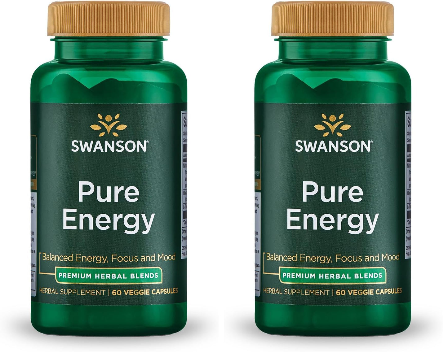 Swanson Pure Energy Metabolism Concentration Focus Support Stress Management Adaptogenic Herbs Herbal Supplement Capsules 120