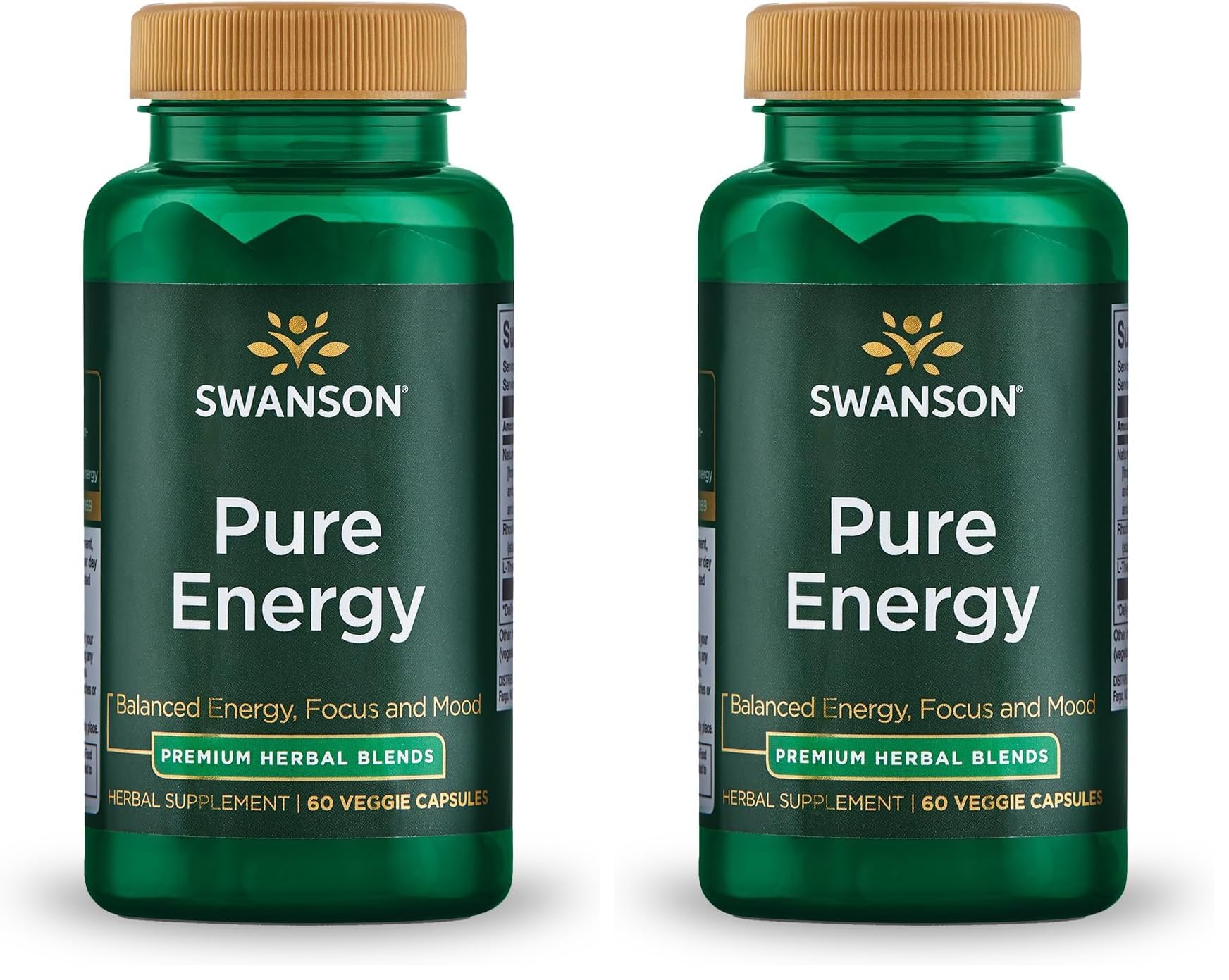 Swanson Pure Energy Metabolism Concentration Focus Support Stress Management Adaptogenic Herbs Herbal Supplement Capsules 120