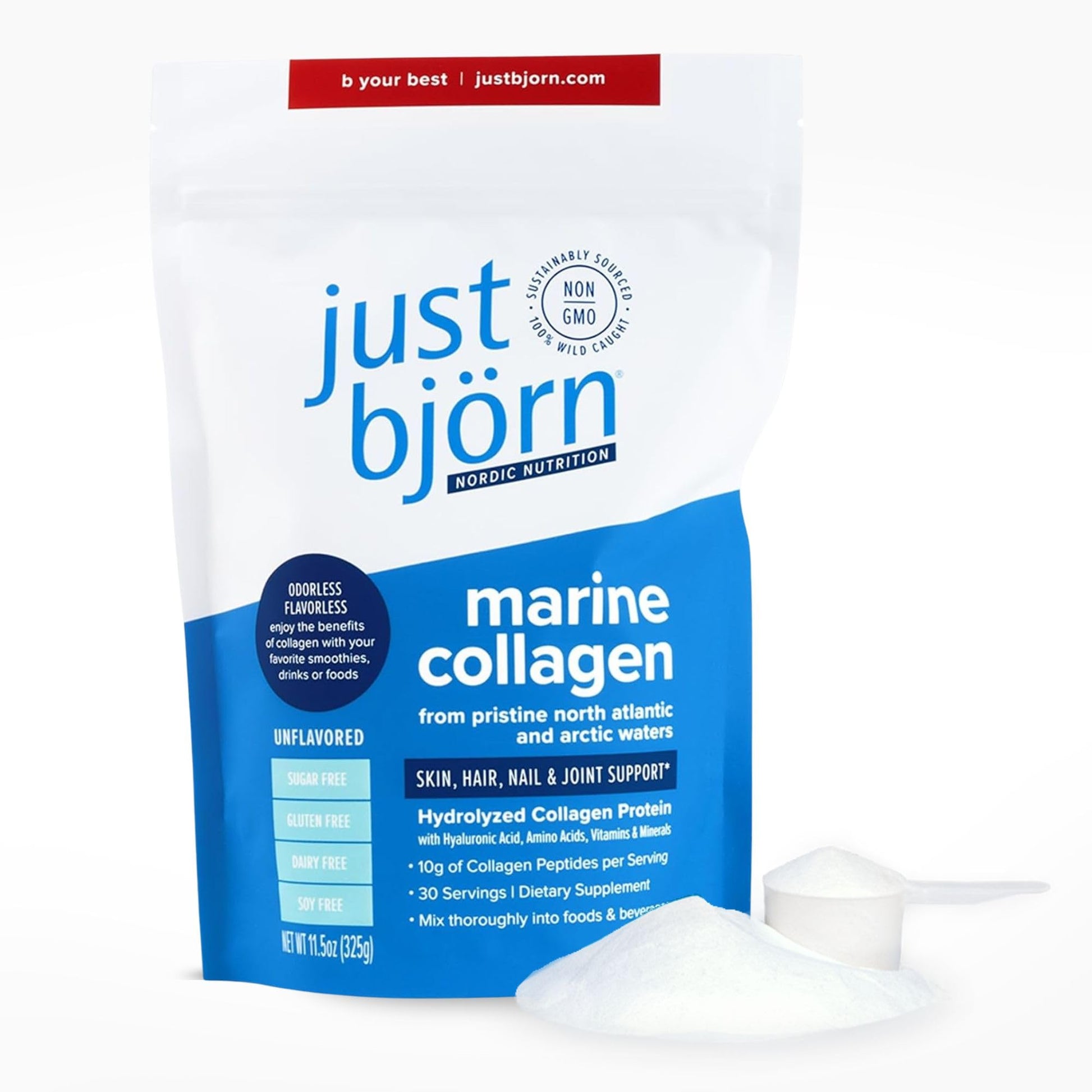 Just Björn Marine Collagen Peptides Powder, 30 Servings / 11.5 oz