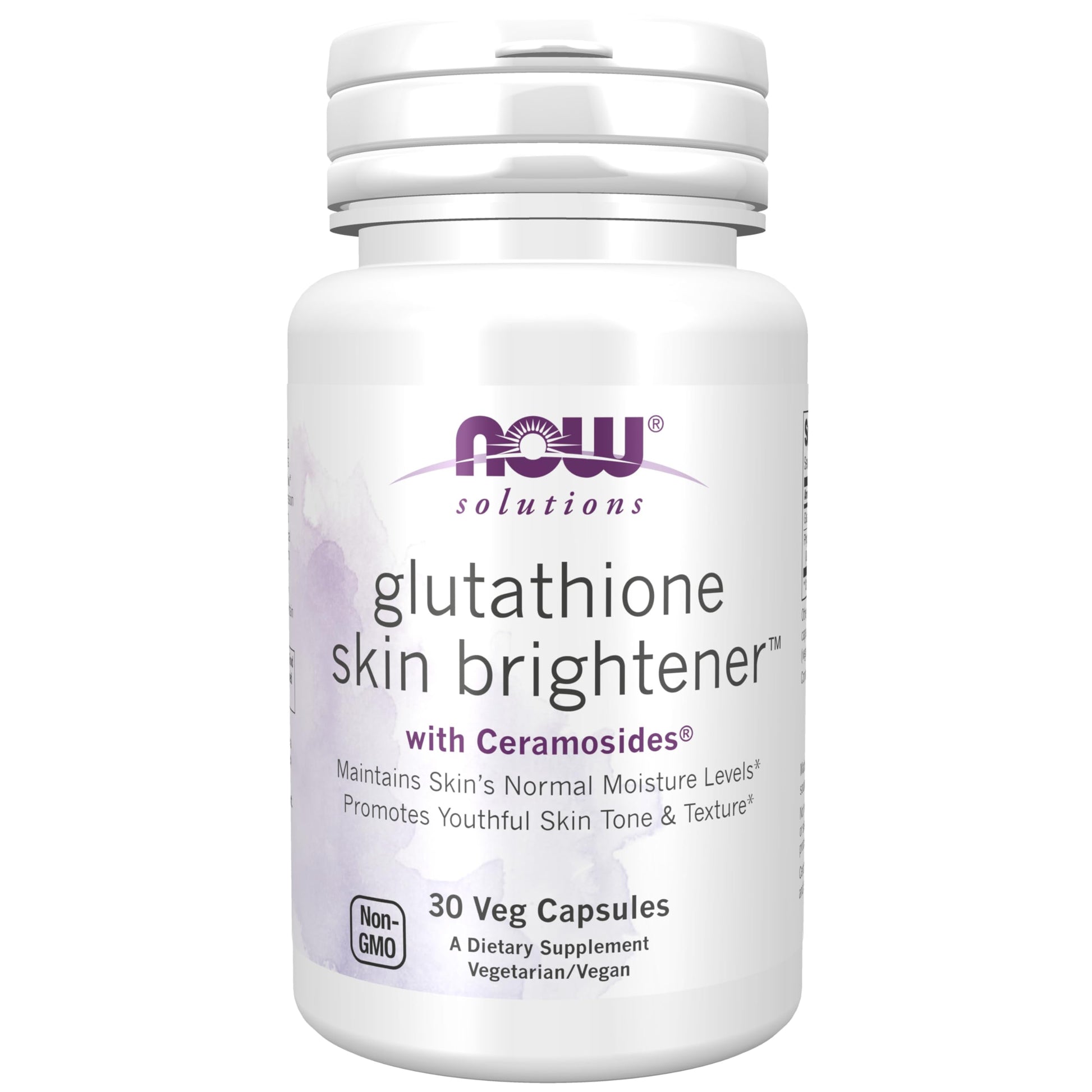NOW Foods Glutathione Skin Brightener with Ceramosides Moisturizing and Illuminating Capsules 30