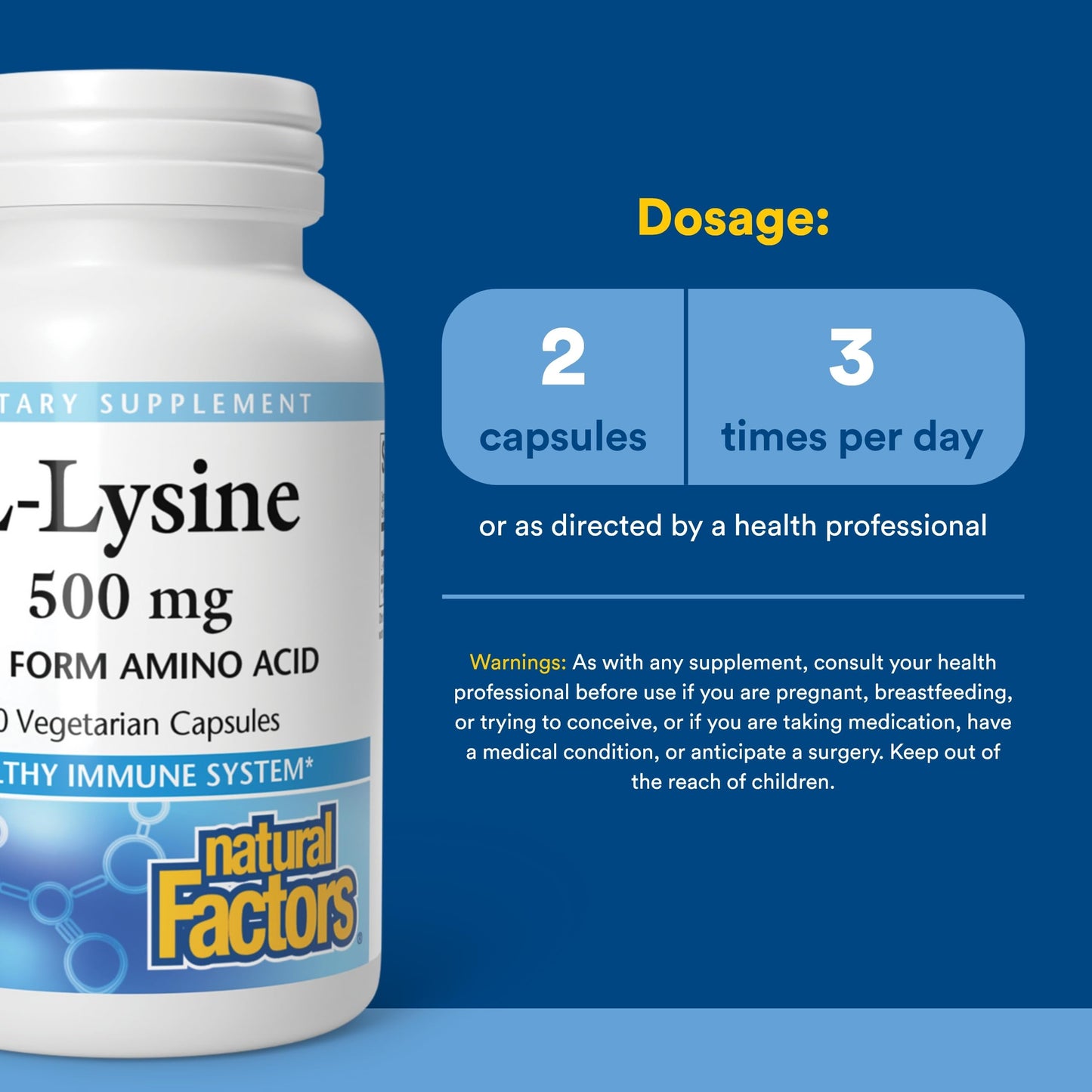 Natural Factors L-Lysine Capsule, 90 Capsules