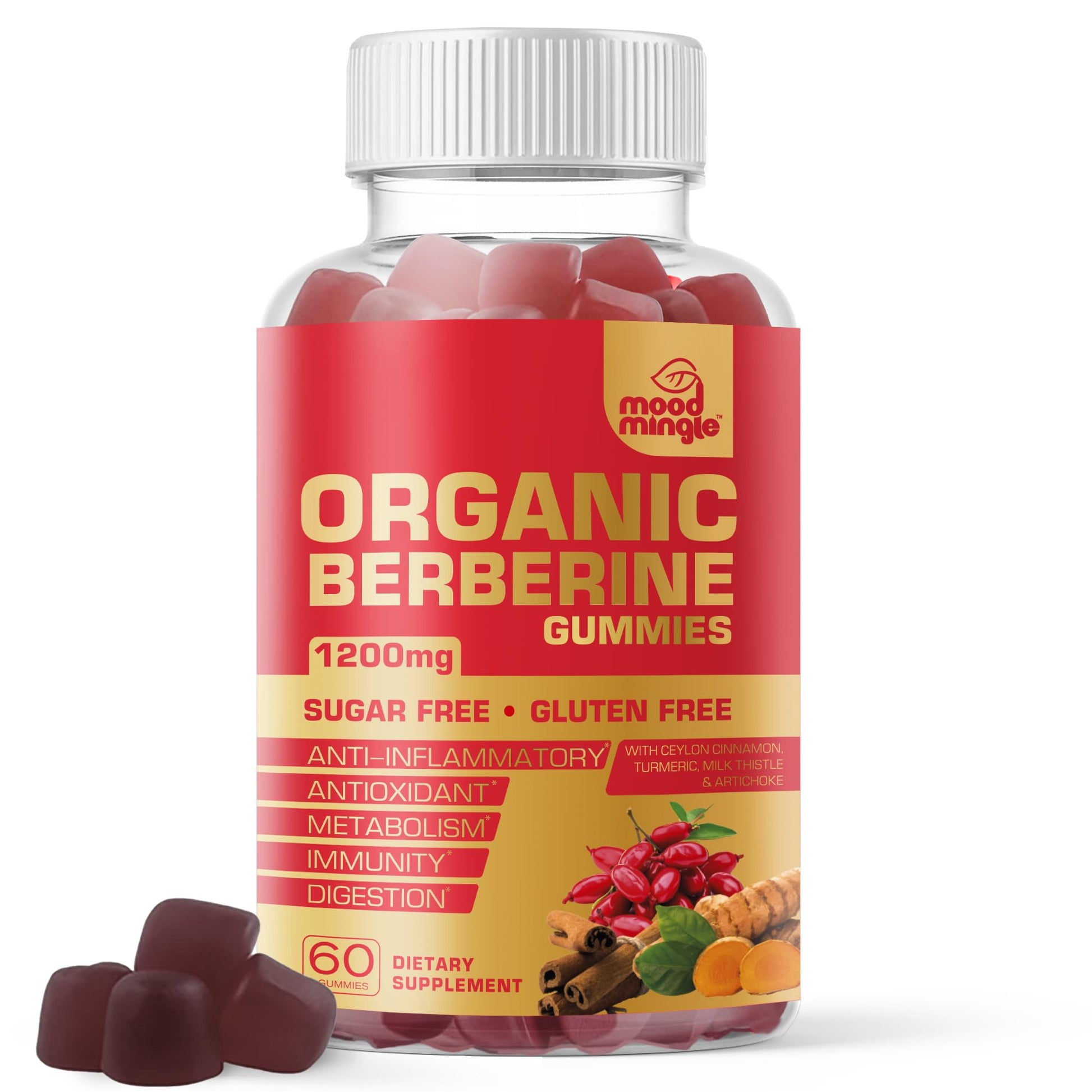 Mood Mingle Berberine Supplement Gummies, 120 Count